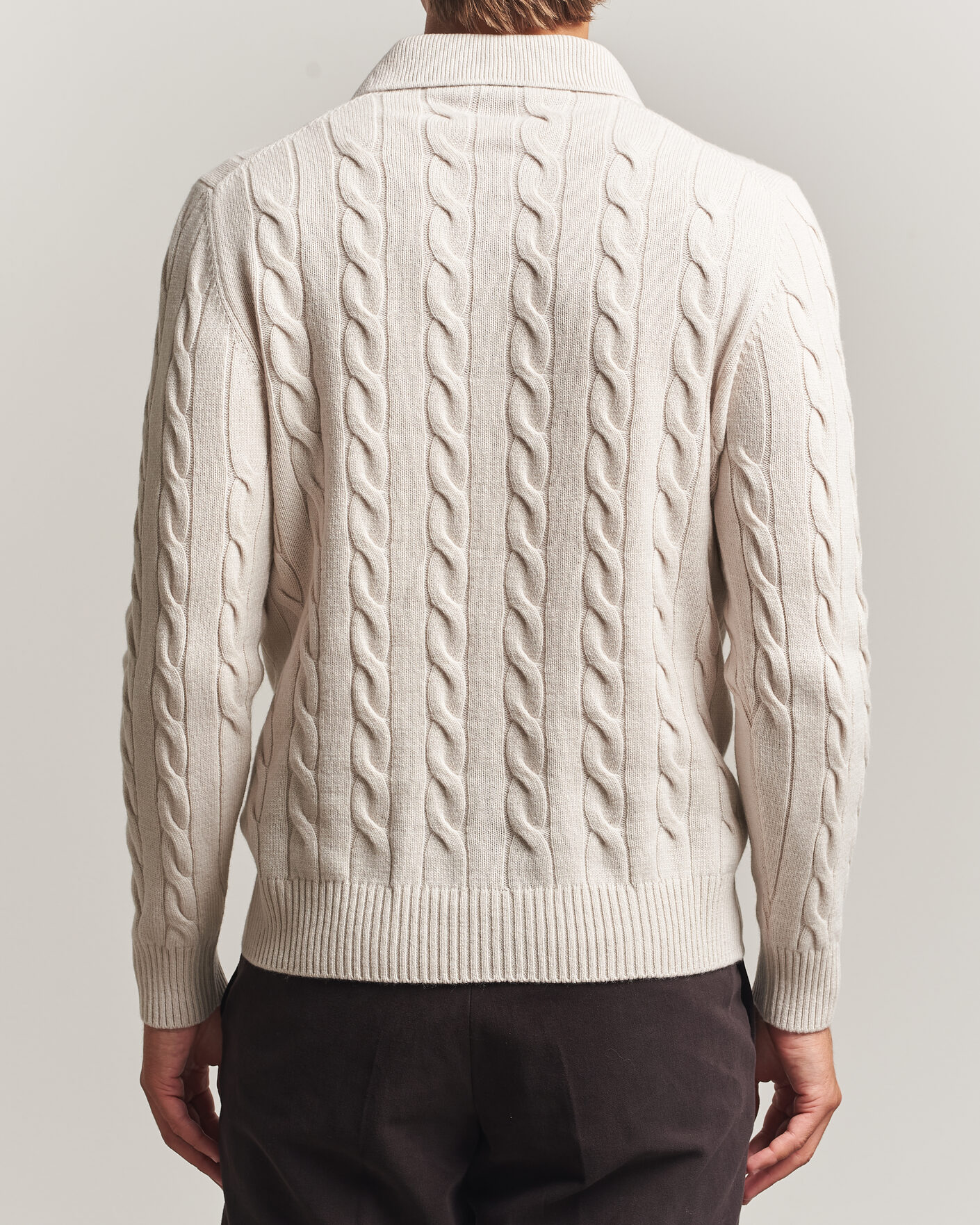 Homme | Pulls Et Tricots | Gran Sasso | Wool/Cashmere Cable Polo Beige Melange