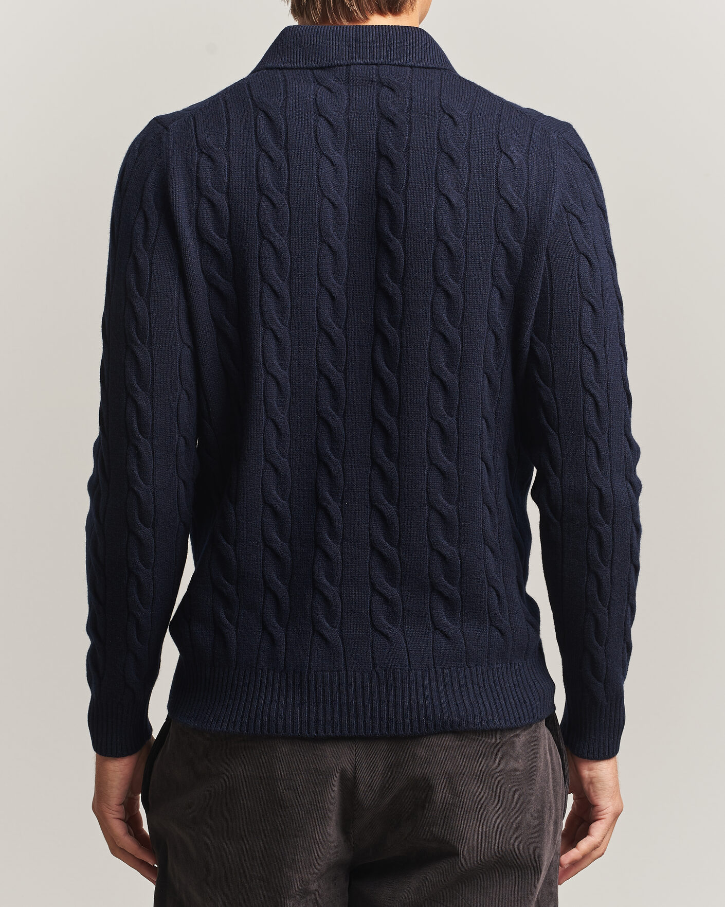 Homme | Pulls Et Tricots | Gran Sasso | Wool/Cashmere Cable Polo Navy