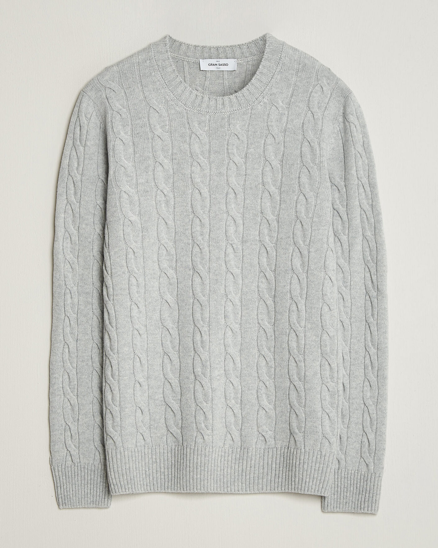 Homme | Pulls Et Tricots | Gran Sasso | Wool/Cashmere Cable Crew Neck Light Grey Melange