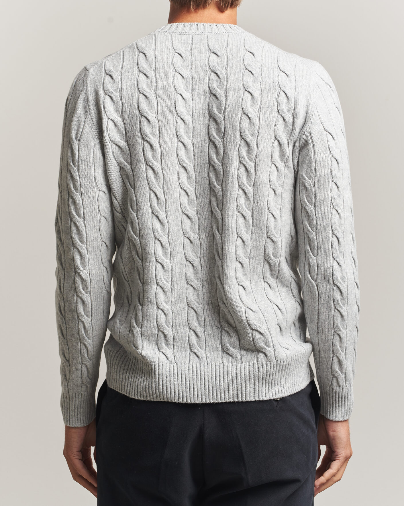 Homme | Pulls Et Tricots | Gran Sasso | Wool/Cashmere Cable Crew Neck Light Grey Melange