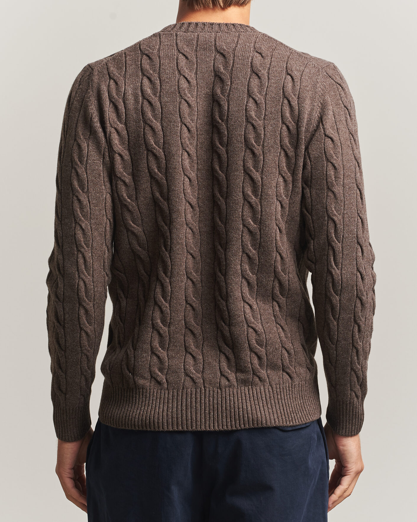 Homme | Pulls Et Tricots | Gran Sasso | Wool/Cashmere Cable Crew Neck Dark Brown Melange