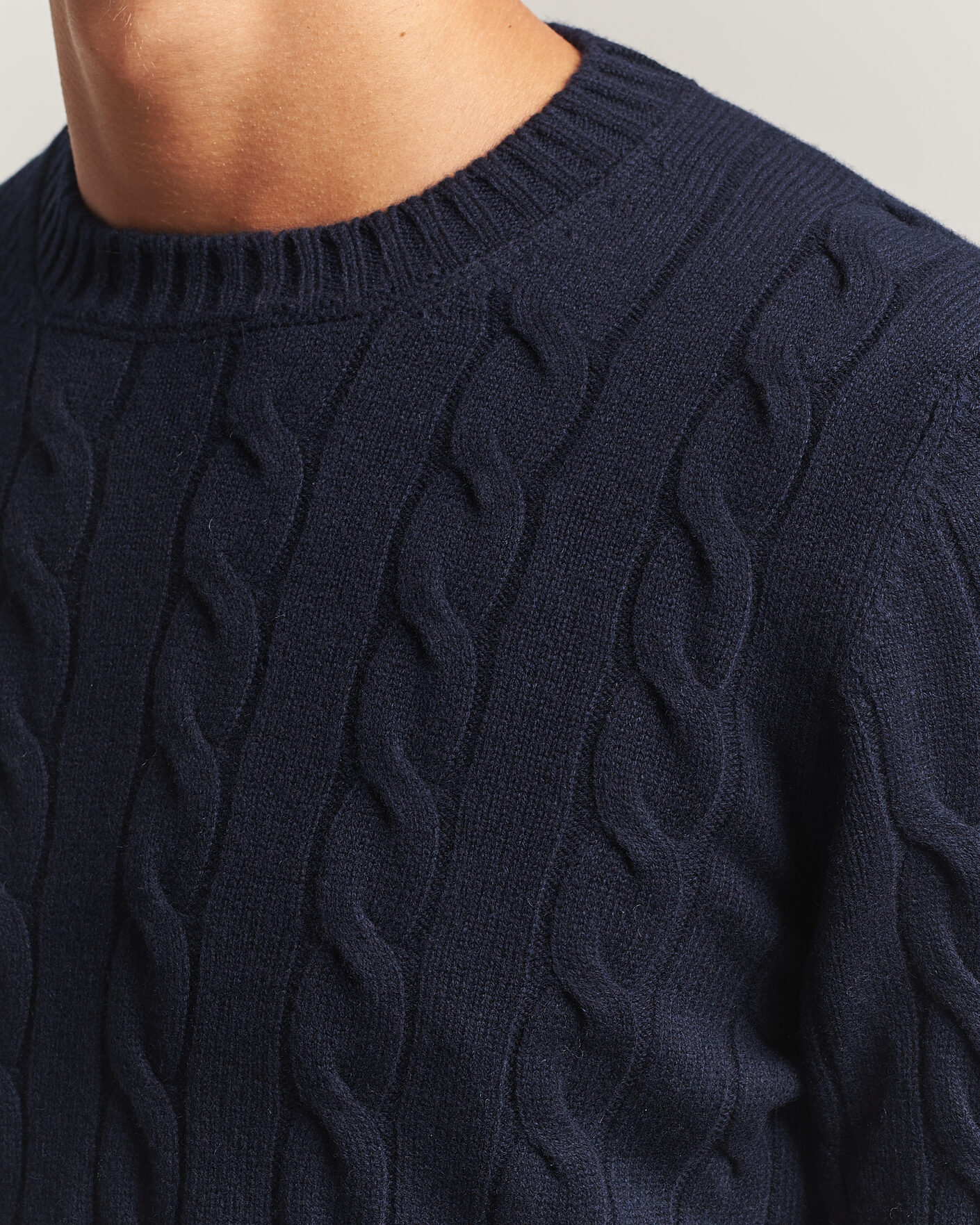 Homme | Pulls Et Tricots | Gran Sasso | Wool/Cashmere Cable Crew Neck Navy