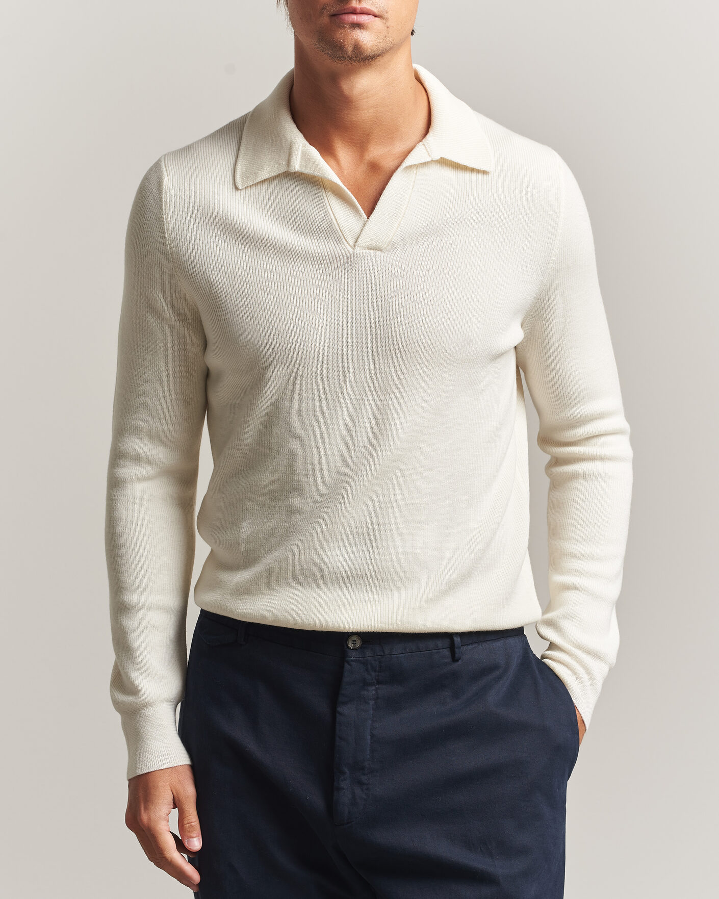 Homme | Pulls Et Tricots | Gran Sasso | Merino Knitted Polo Cream