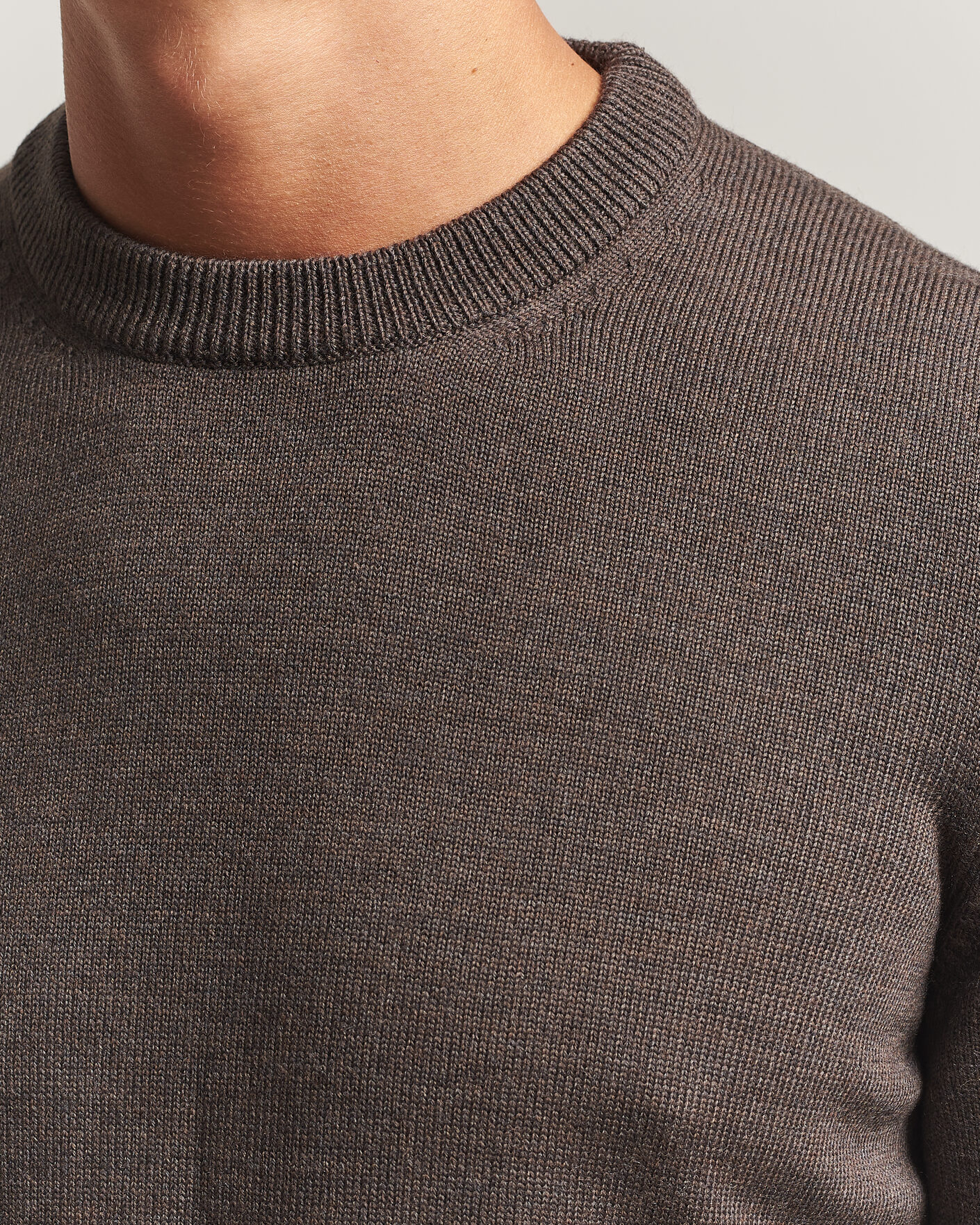 Homme | Pulls Et Tricots | Gran Sasso | Merino Knitted Crew Neck Brown Melange