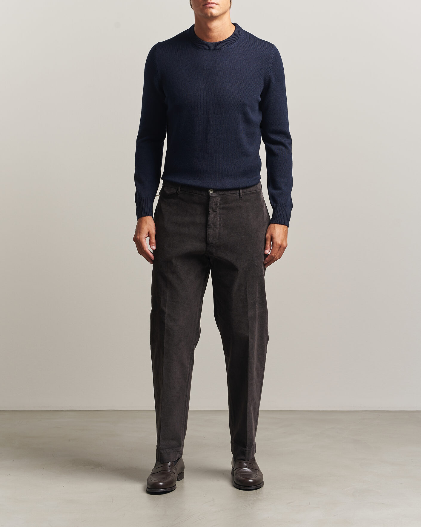 Homme | Pulls Et Tricots | Gran Sasso | Merino Knitted Crew Neck Navy