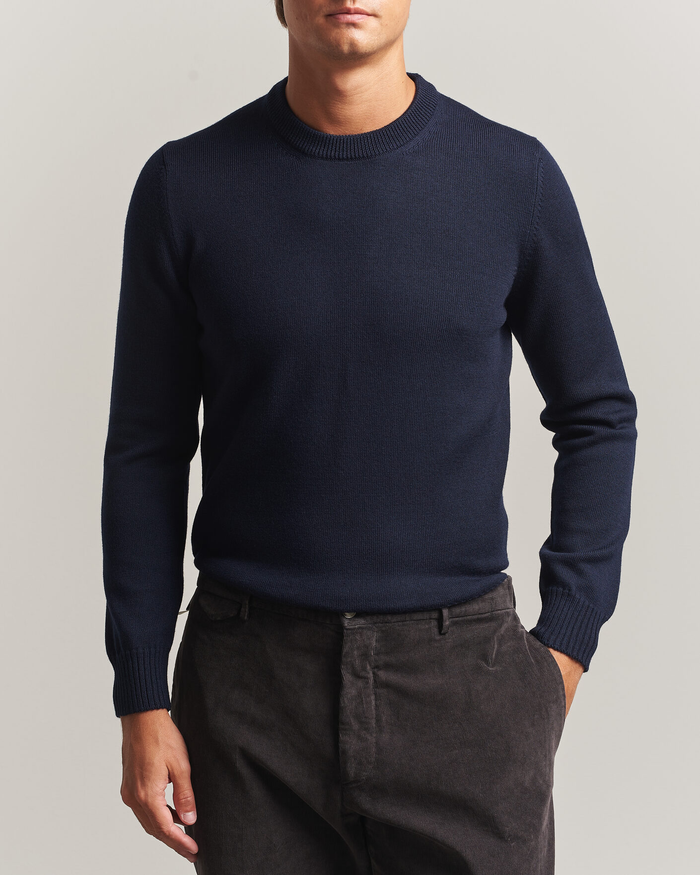 Homme | Pulls Et Tricots | Gran Sasso | Merino Knitted Crew Neck Navy
