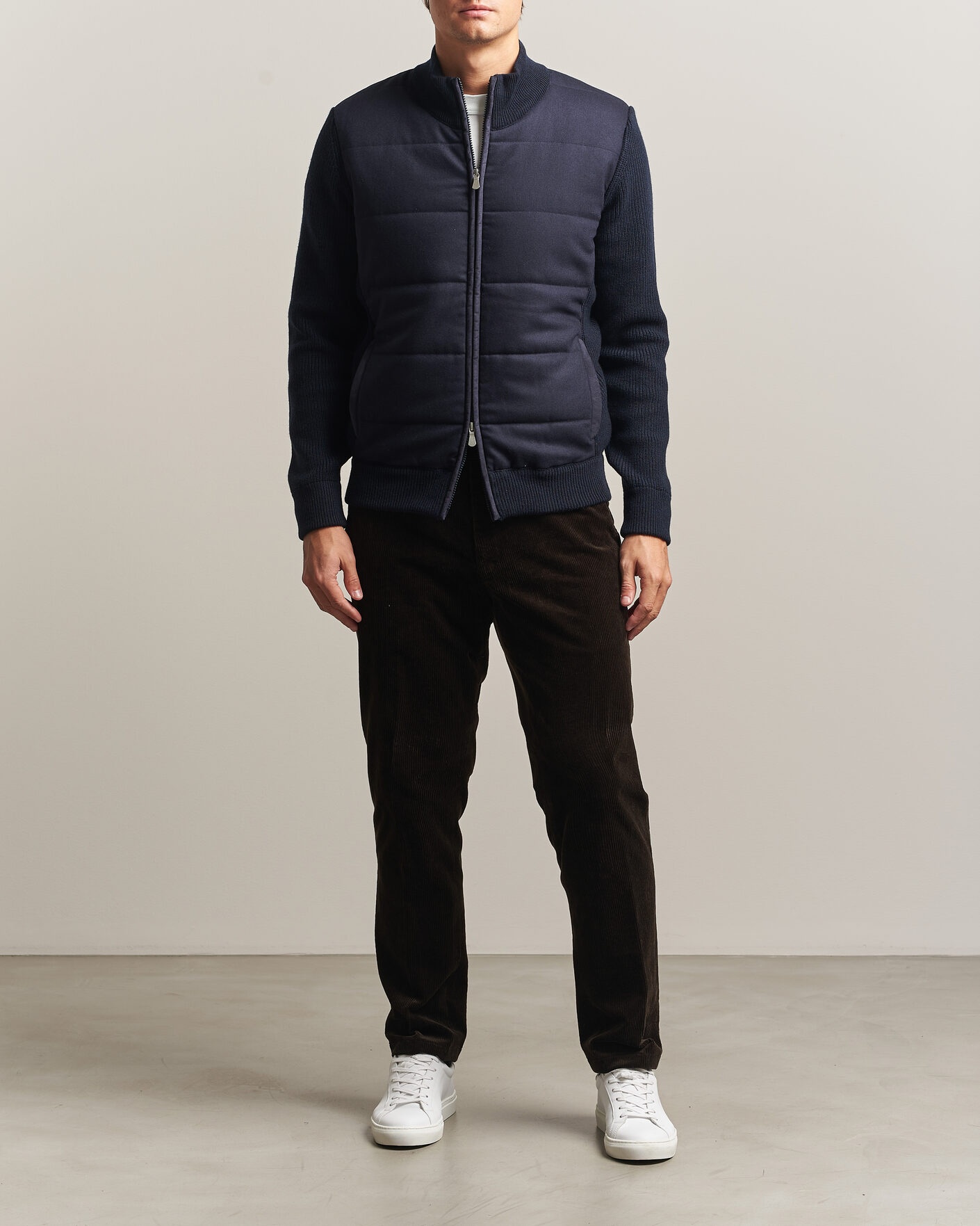 Homme | Manteaux Et Vestes | Gran Sasso | Brushed Wool Hybrid Jacket Navy