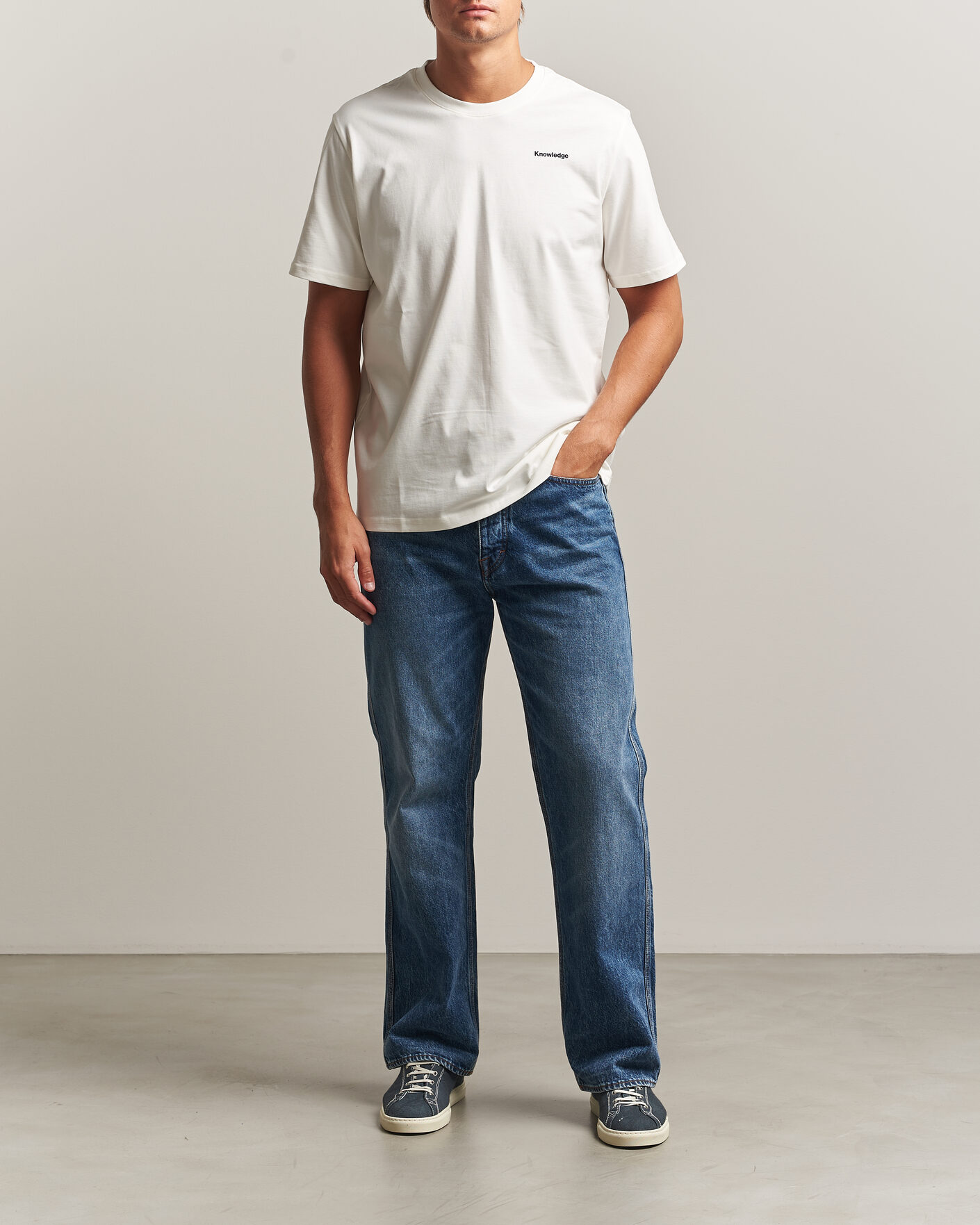 Homme | T-shirts | KnowledgeCotton Apparel | Back Print T-Shirt Egret