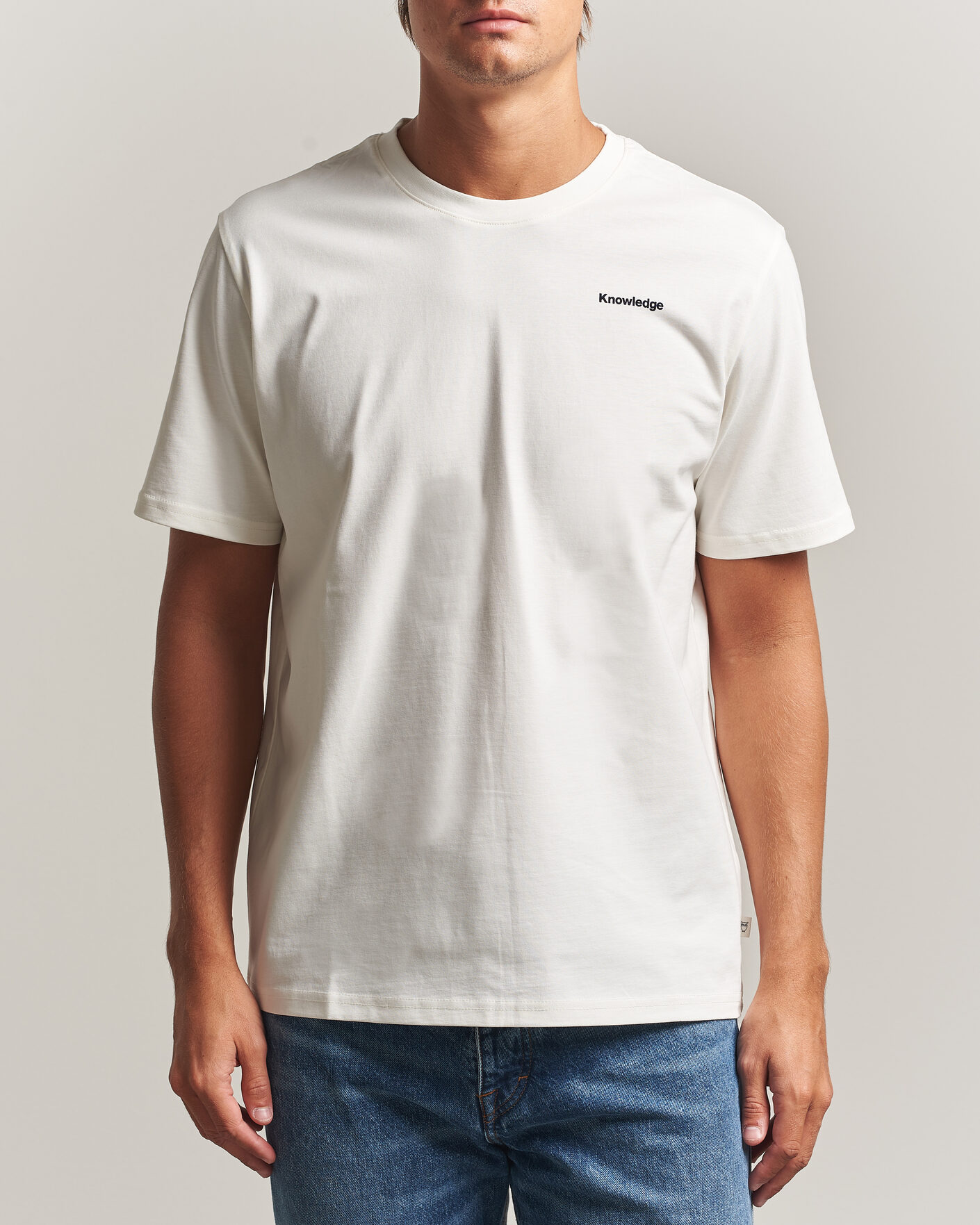 Homme | T-shirts | KnowledgeCotton Apparel | Back Print T-Shirt Egret
