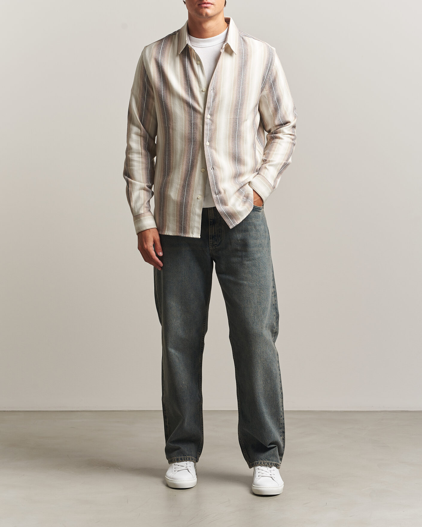 Homme | Chemises | KnowledgeCotton Apparel | Dune Regular Stripe Shirt Creme