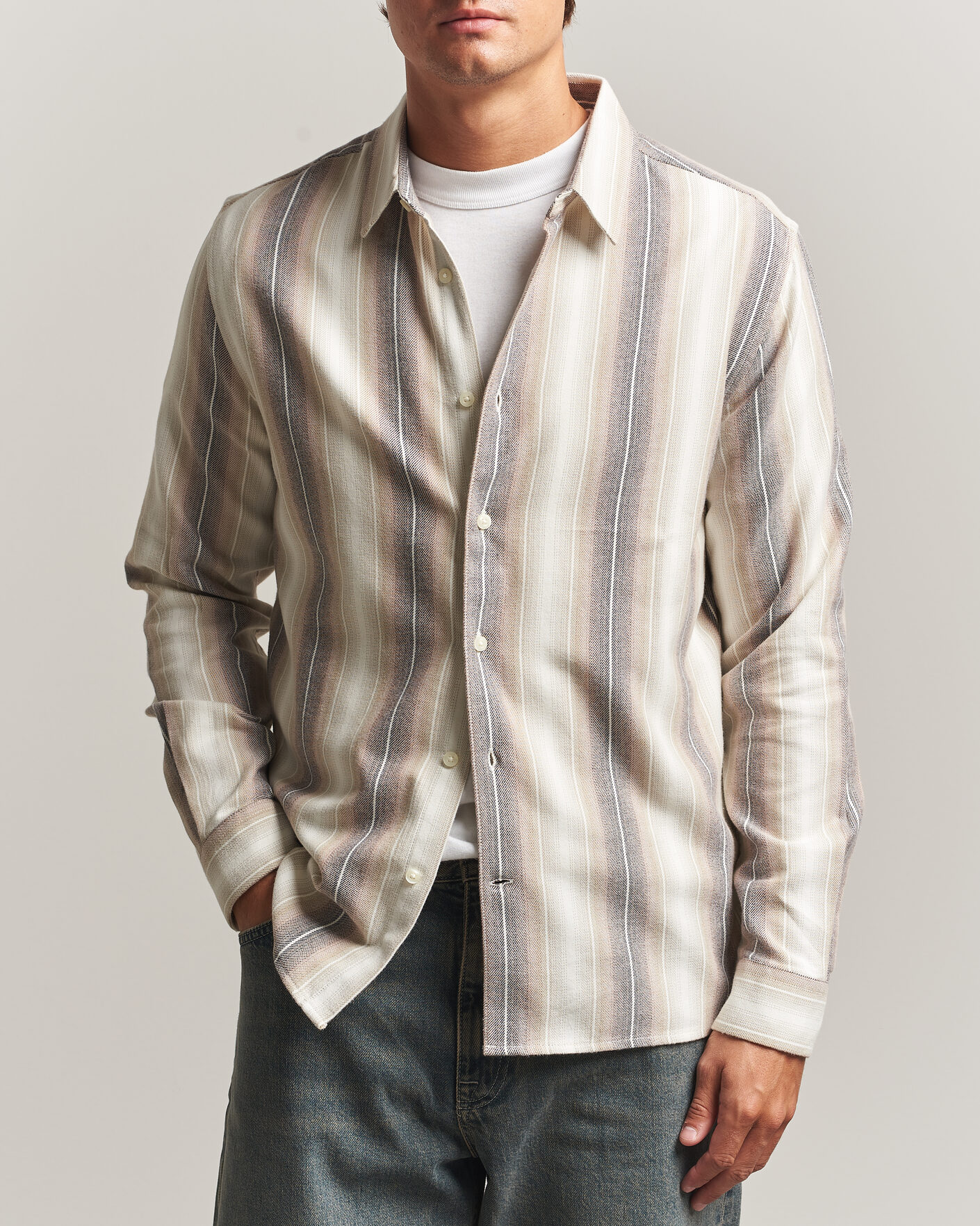 Homme | Chemises | KnowledgeCotton Apparel | Dune Regular Stripe Shirt Creme