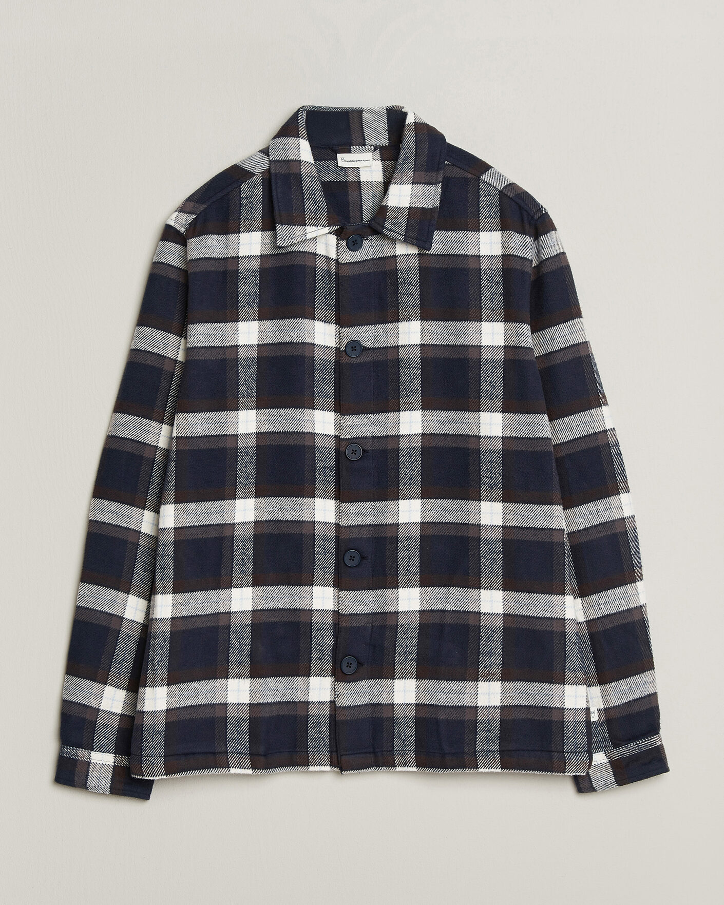 Homme | Chemises | KnowledgeCotton Apparel | Flannel Check Overshirt Navy