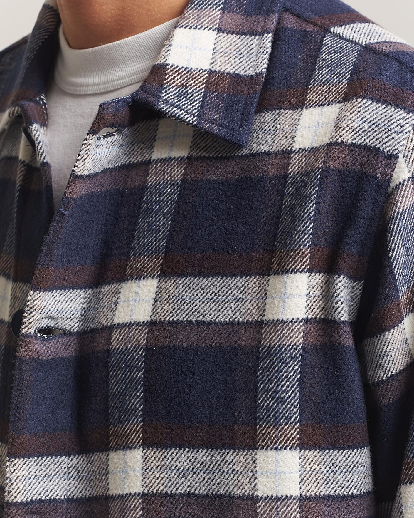 Homme | Chemises | KnowledgeCotton Apparel | Flannel Check Overshirt Navy