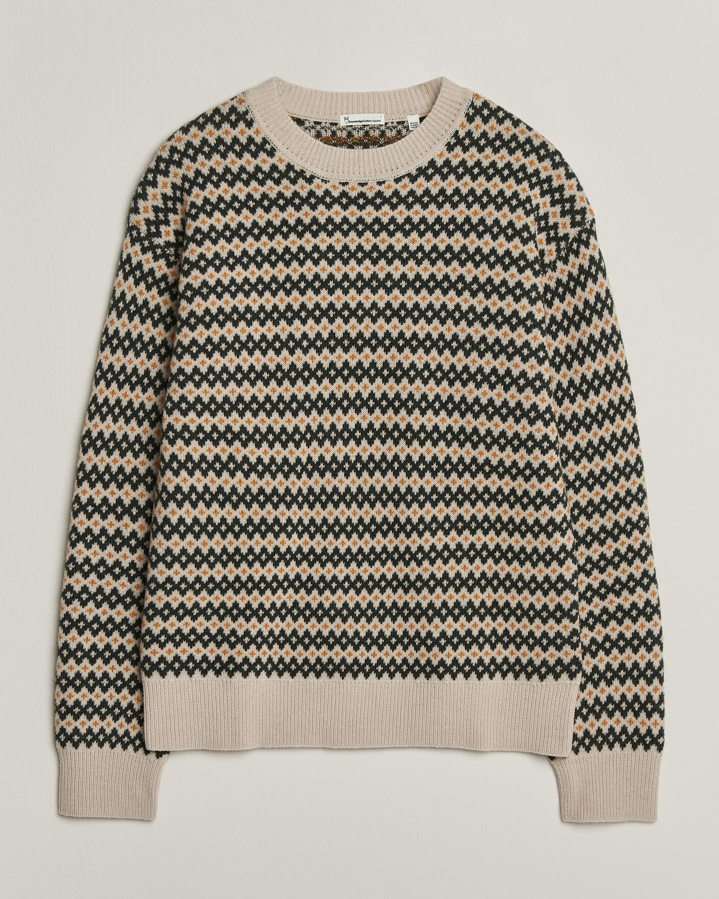 Homme | Pulls Et Tricots | KnowledgeCotton Apparel | Lambswool Jaquard Sweater Green