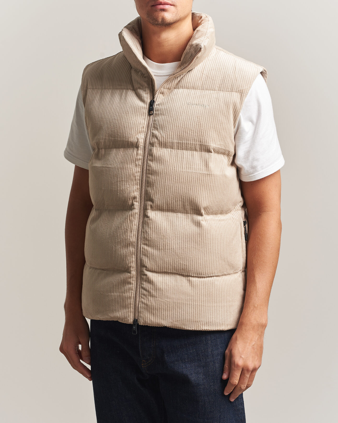 Homme | Gilets | KnowledgeCotton Apparel | Corduroy Puffer Vest Light Feather Grey