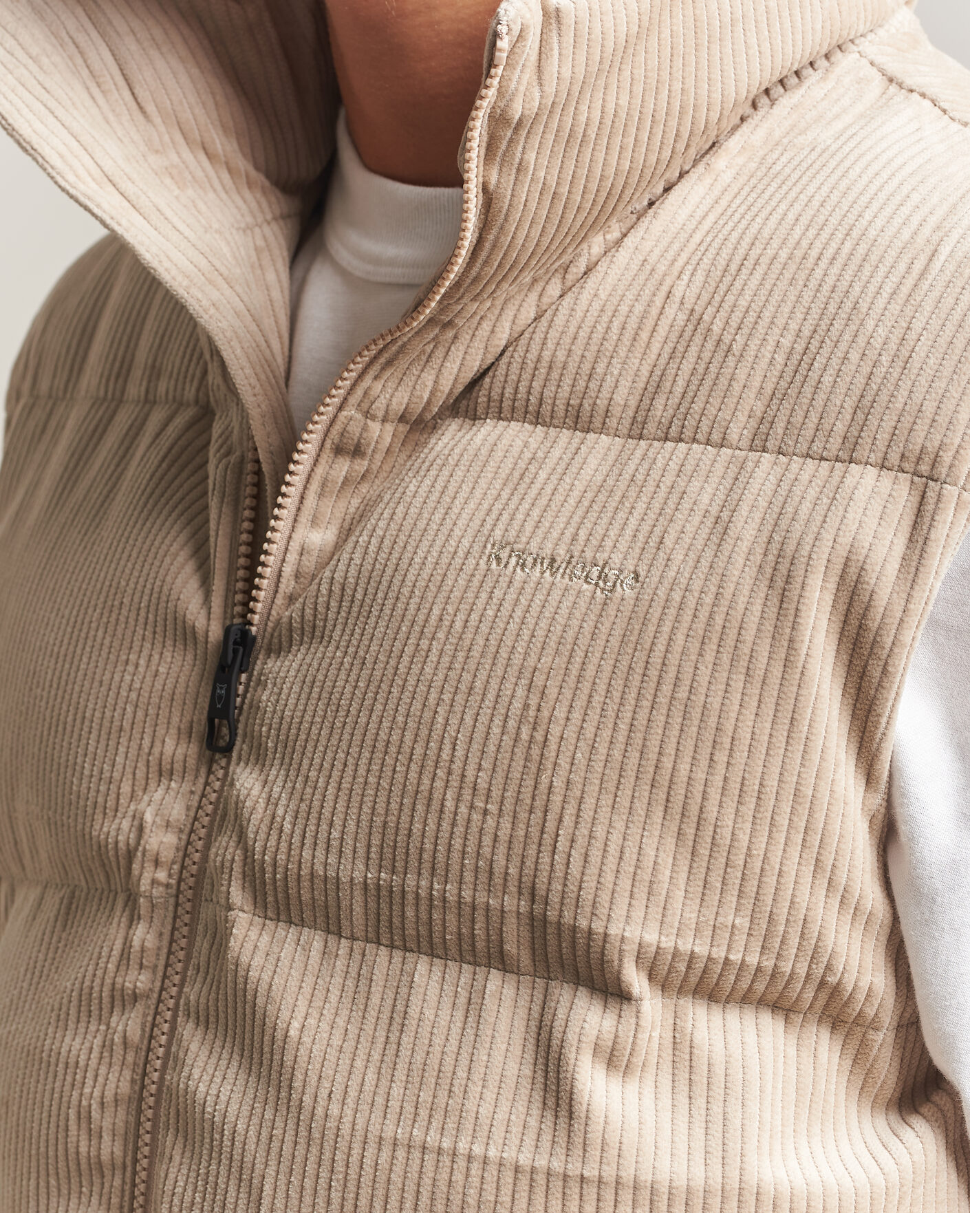Homme | Gilets | KnowledgeCotton Apparel | Corduroy Puffer Vest Light Feather Grey