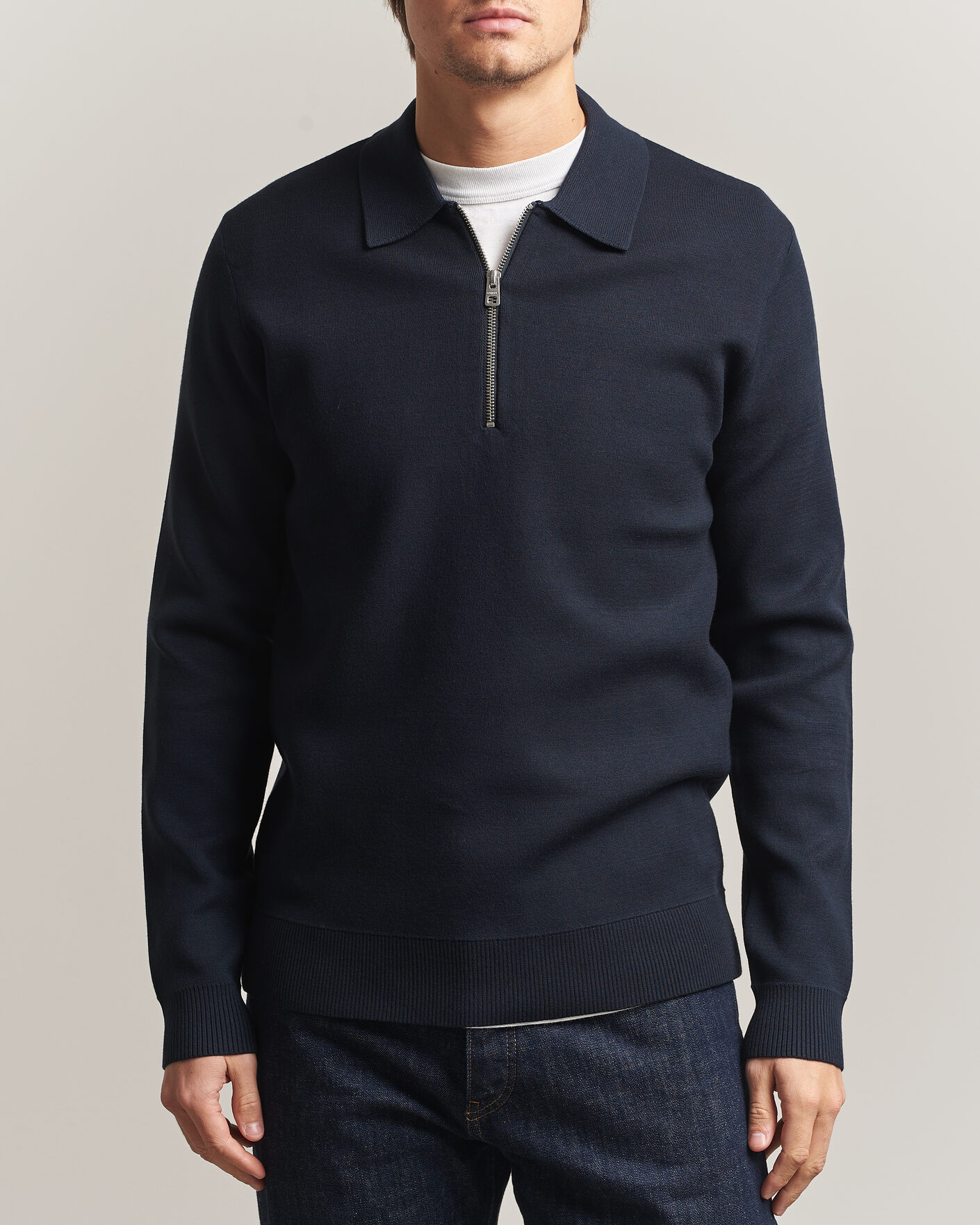 Homme | Pulls Et Tricots | Samsøe Samsøe | Matt Half Zip Polo Sky Captain