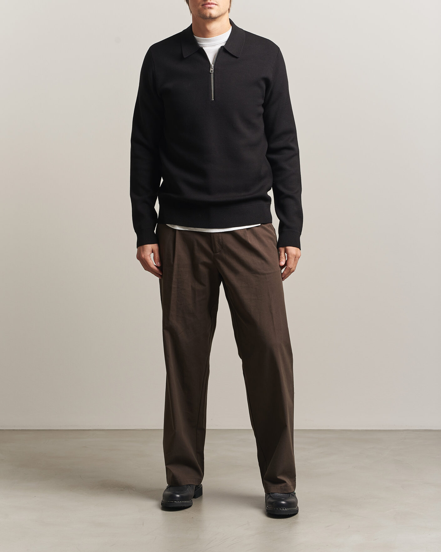 Homme | Pulls Et Tricots | Samsøe Samsøe | Matt Half Zip Polo Black
