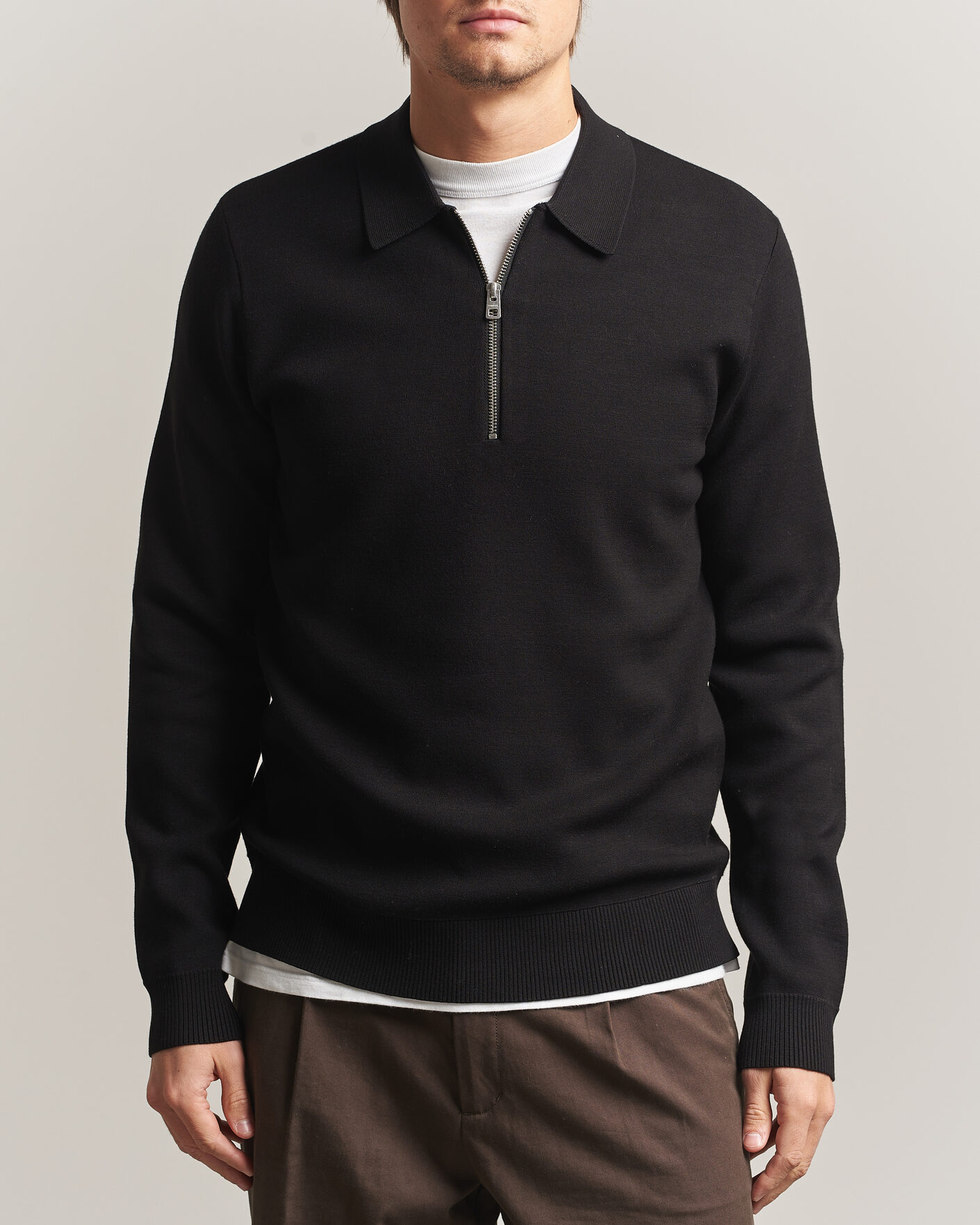 Homme | Pulls Et Tricots | Samsøe Samsøe | Matt Half Zip Polo Black