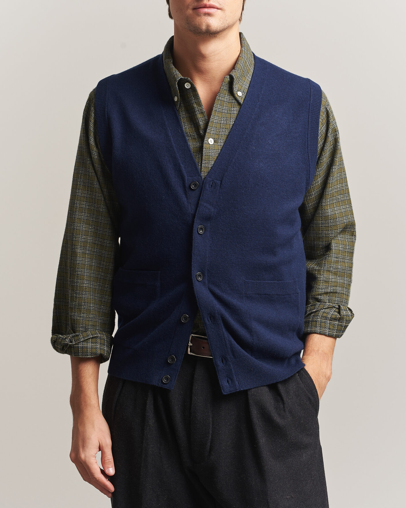 Homme | Pulls Et Tricots | BEAMS PLUS | Button Knit Vest Navy
