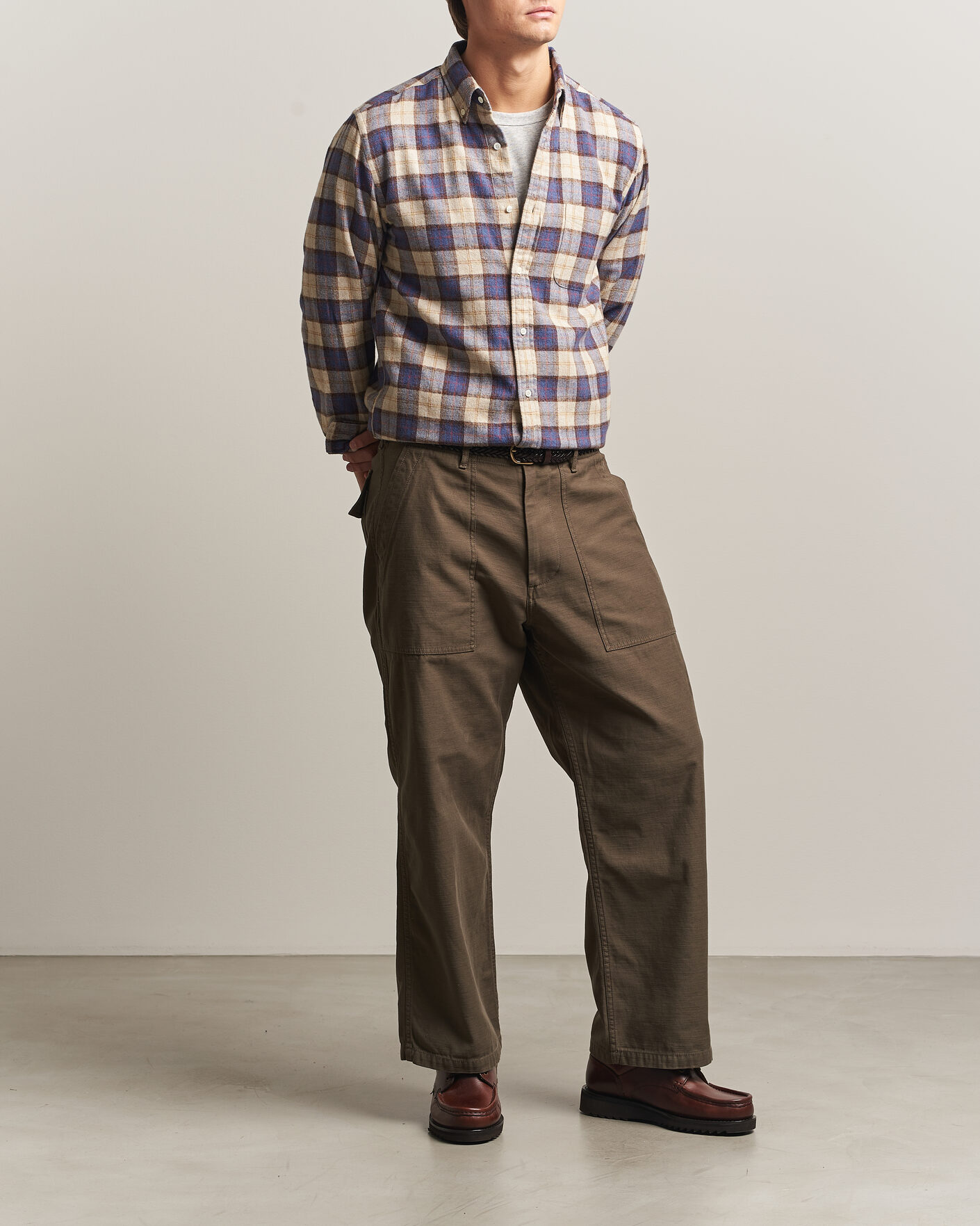 Homme | Chemises | BEAMS PLUS | Plaid Button Down Shirt White/Blue