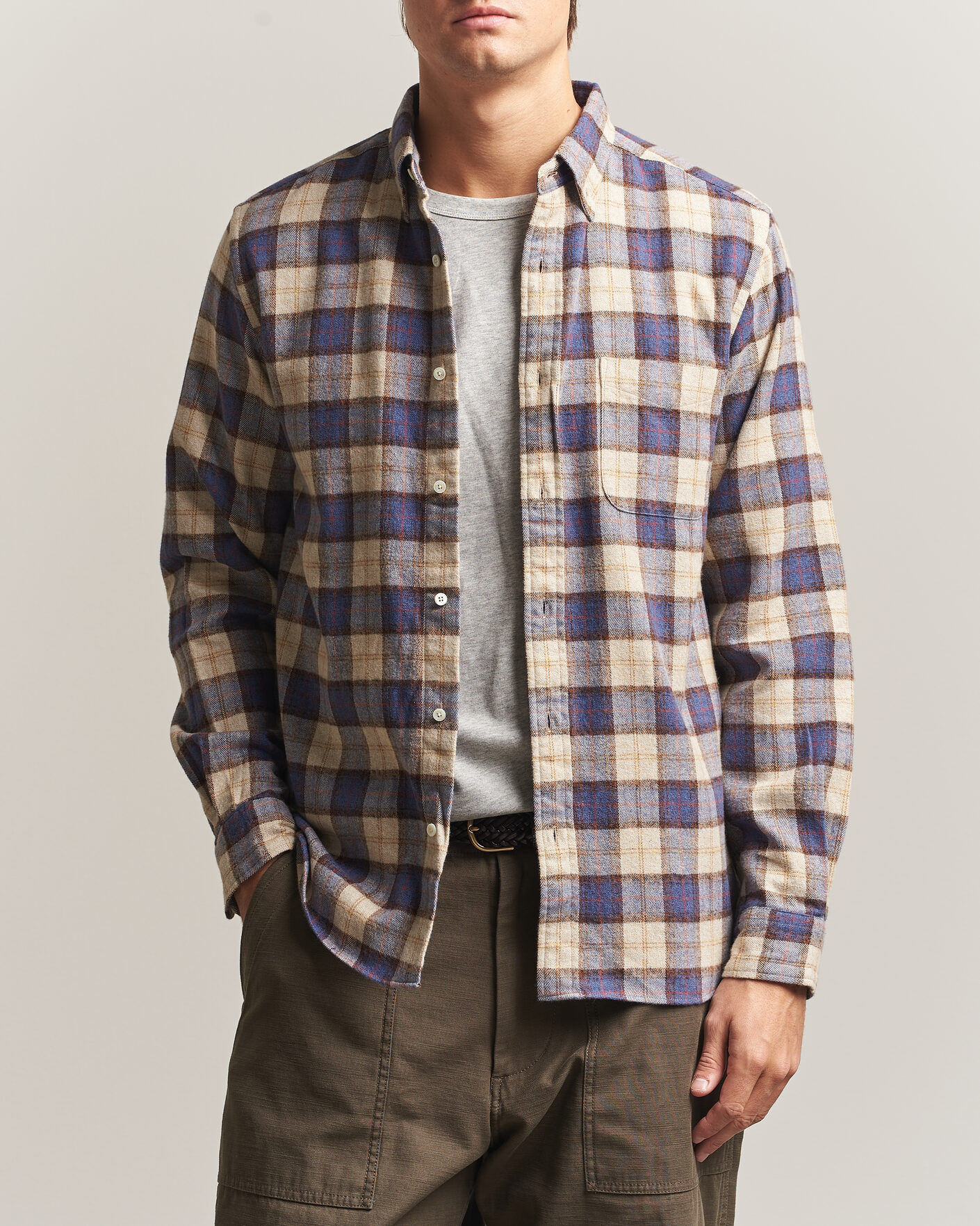 Homme | Chemises | BEAMS PLUS | Plaid Button Down Shirt White/Blue