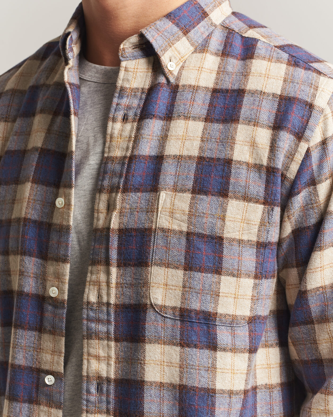 Homme | Chemises | BEAMS PLUS | Plaid Button Down Shirt White/Blue