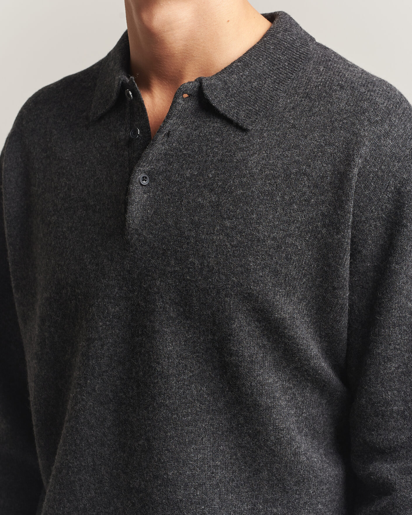 Homme | Pulls Et Tricots | BEAMS PLUS | Knitted Wool Polo Charcoal