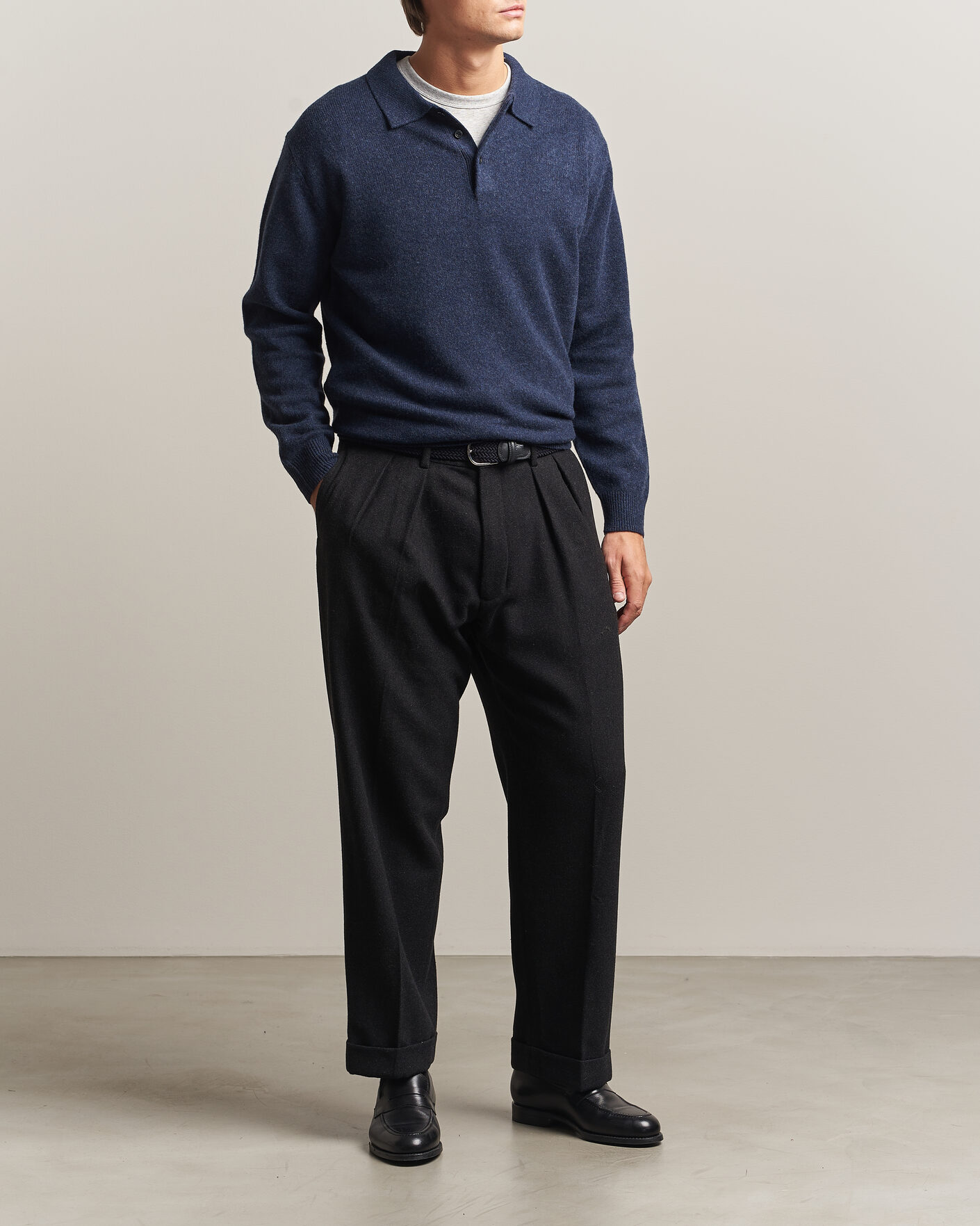 Homme | Pulls Et Tricots | BEAMS PLUS | Knitted Wool Polo Navy