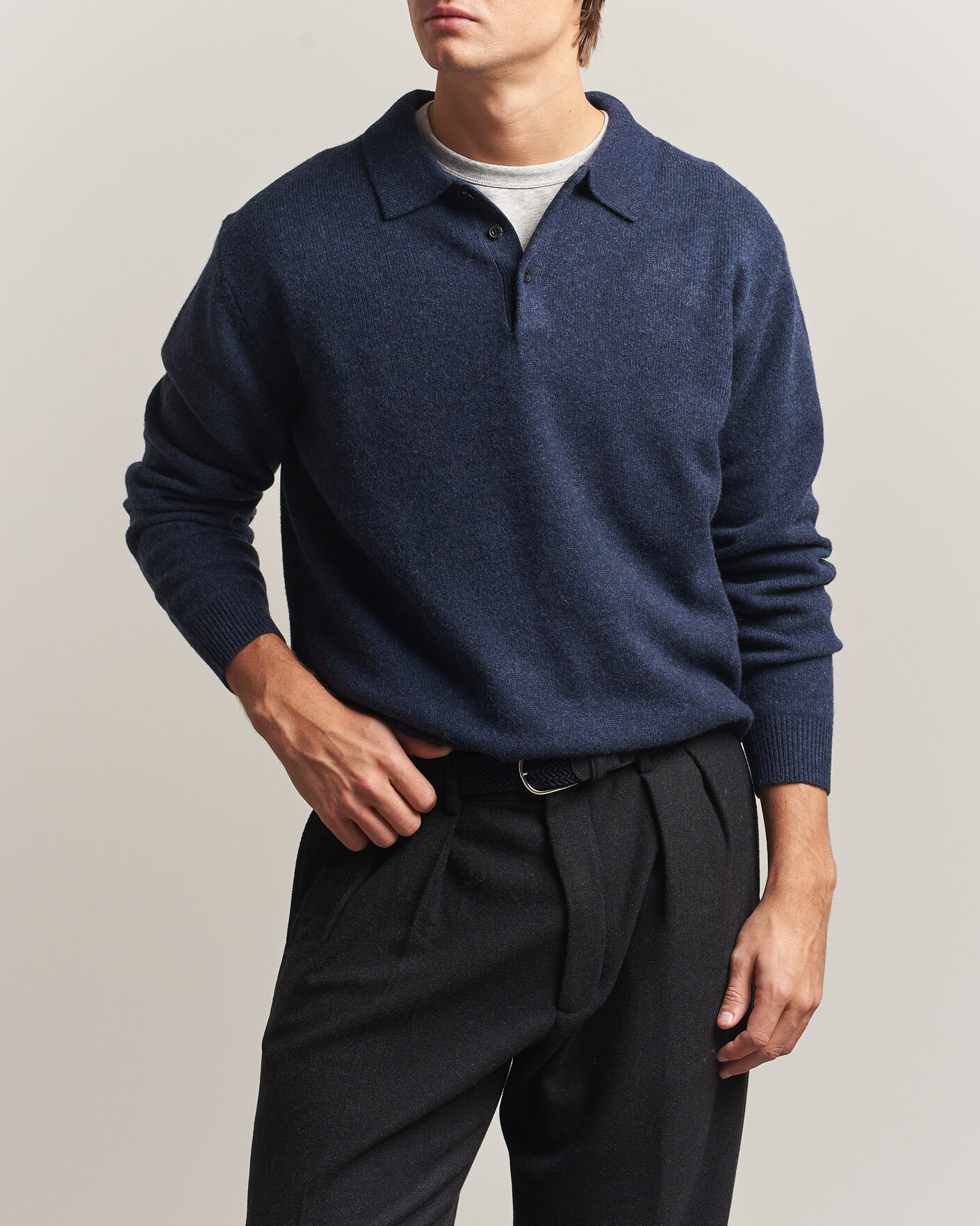 Homme | Pulls Et Tricots | BEAMS PLUS | Knitted Wool Polo Navy