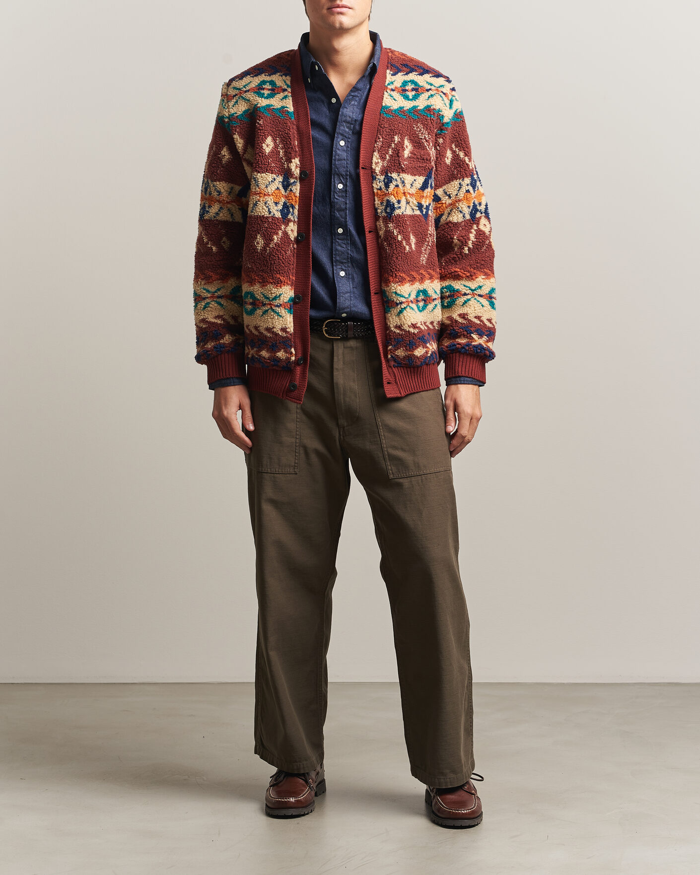 Homme | Pulls Et Tricots | BEAMS PLUS | Boa Jacquard Cardigan Brown