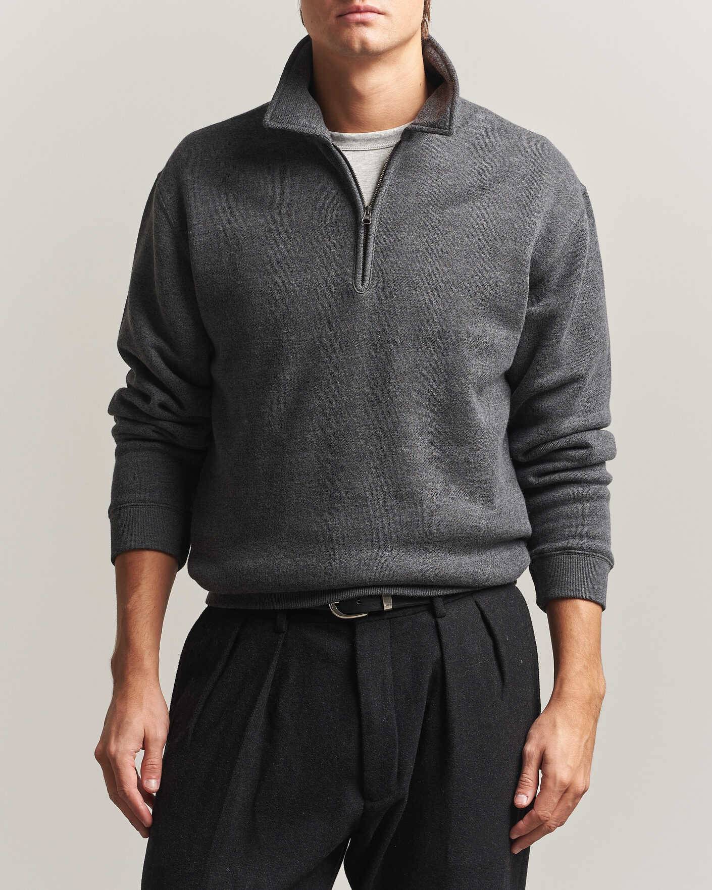 Homme | Pulls Et Tricots | BEAMS PLUS | Wool/Cotton Half Zip Charcoal
