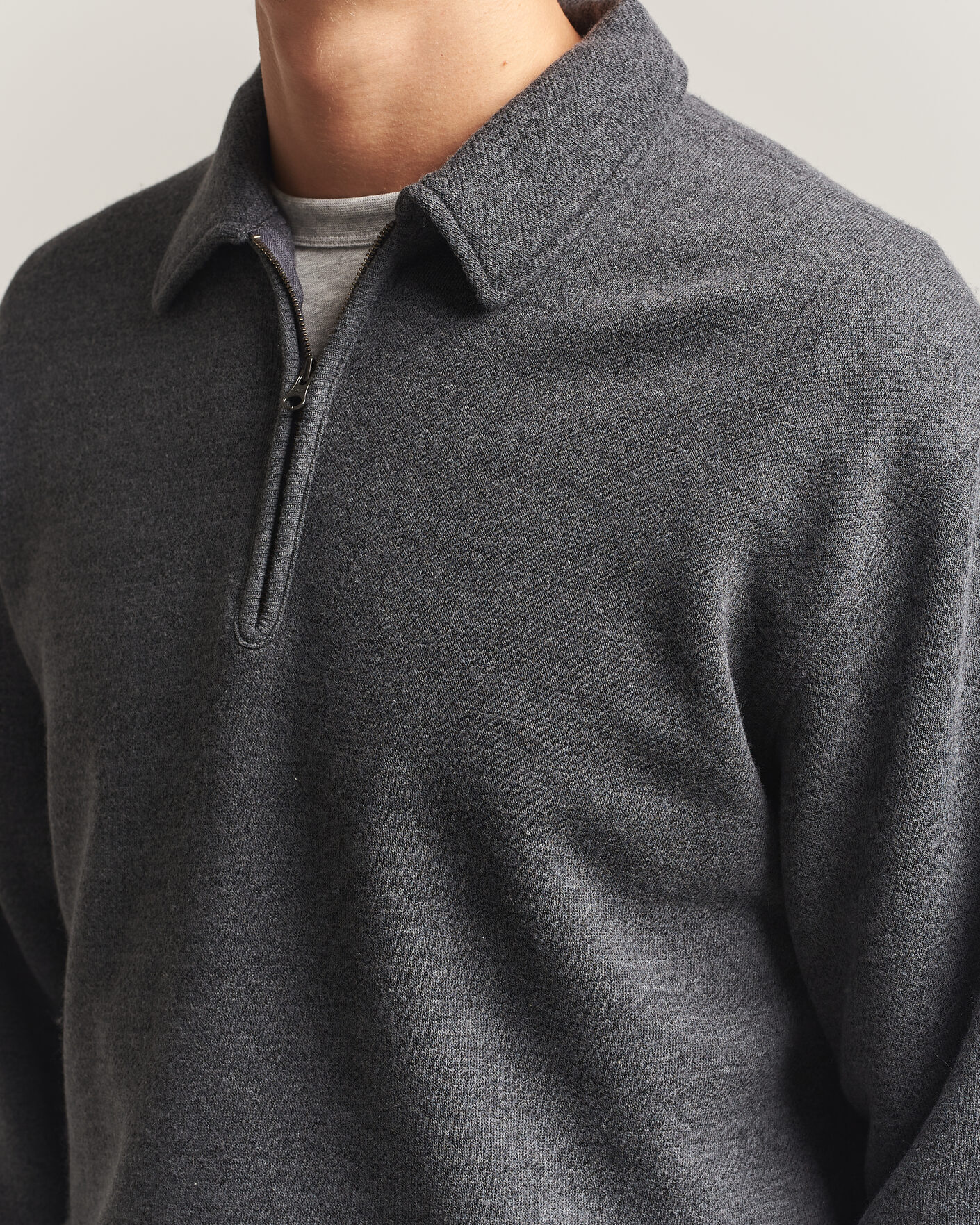 Homme | Pulls Et Tricots | BEAMS PLUS | Wool/Cotton Half Zip Charcoal