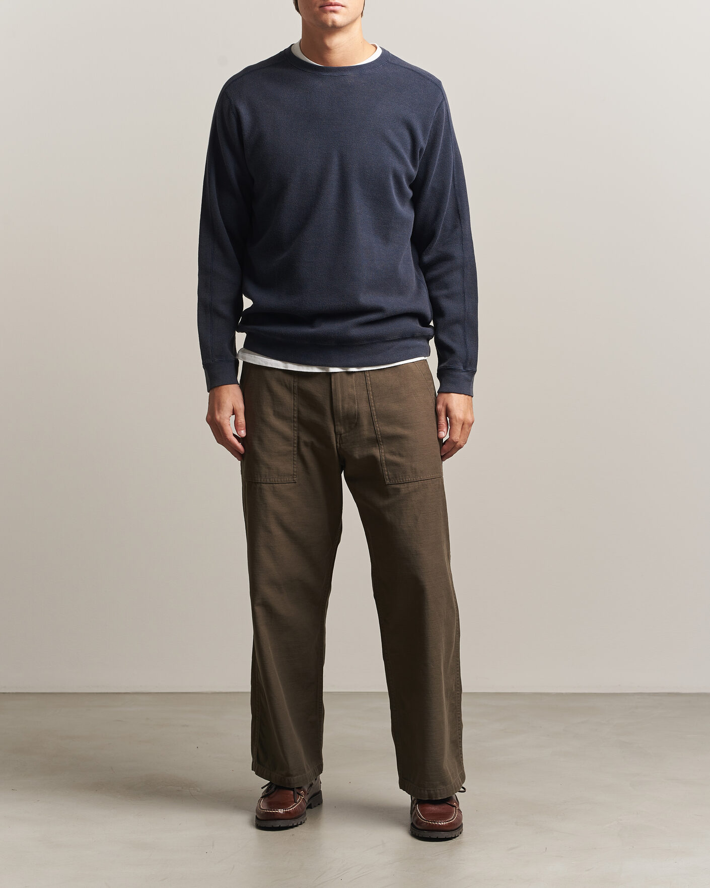 Homme | T-shirts | BEAMS PLUS | Fade Thermal Crew Navy