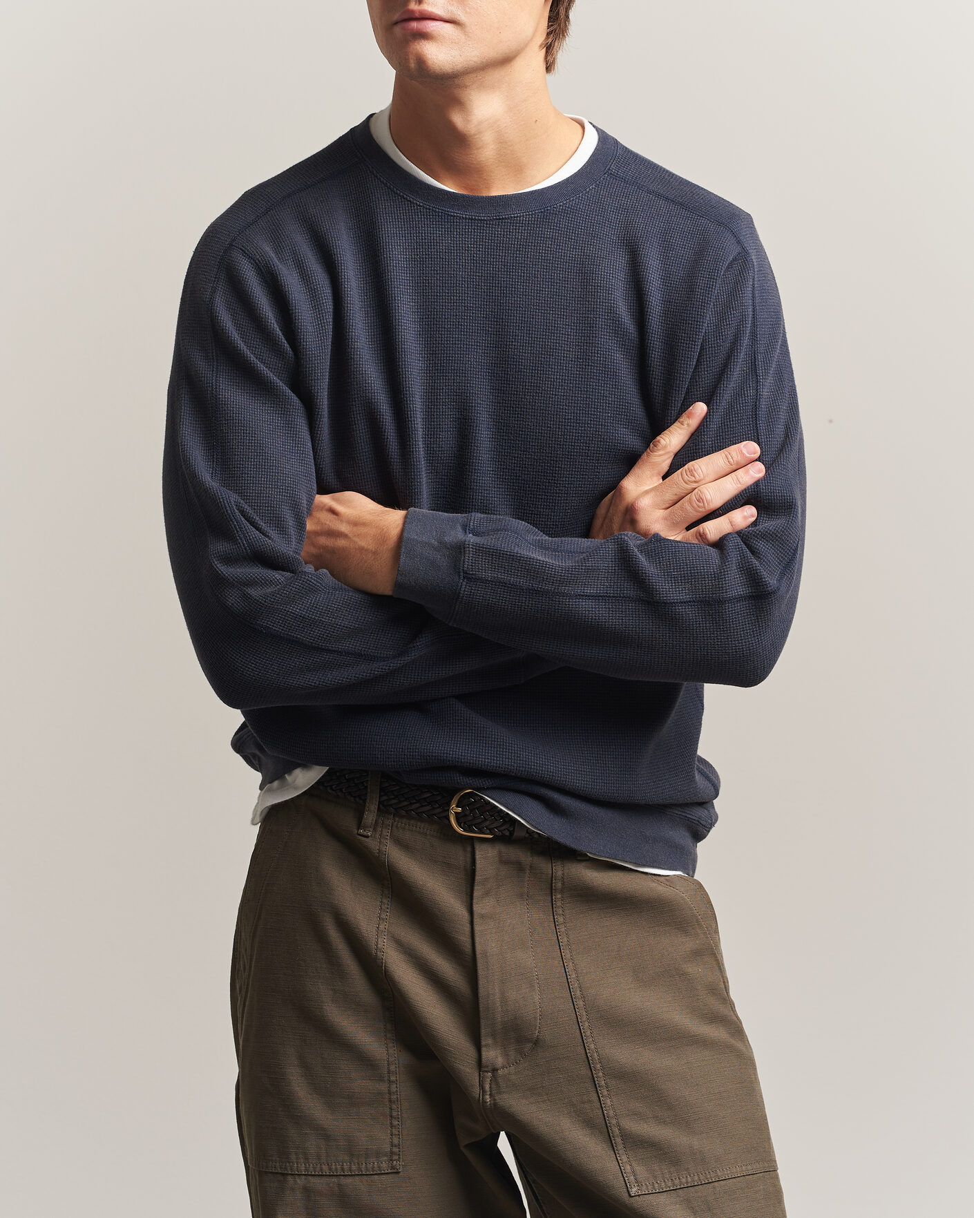 Homme | T-shirts | BEAMS PLUS | Fade Thermal Crew Navy
