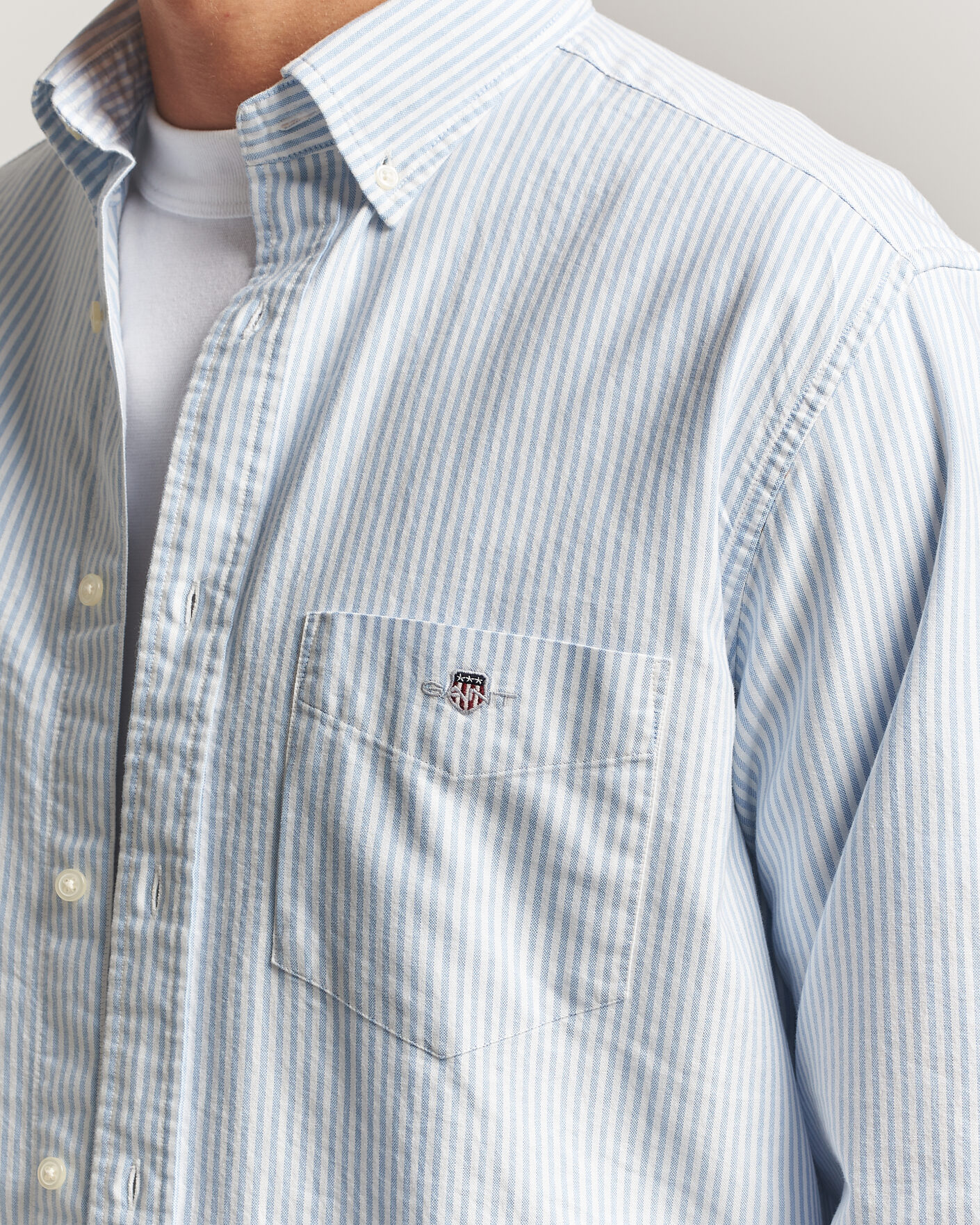 Homme | Chemises | Gant | Regular Fit Striped Oxford Shirt College Blue
