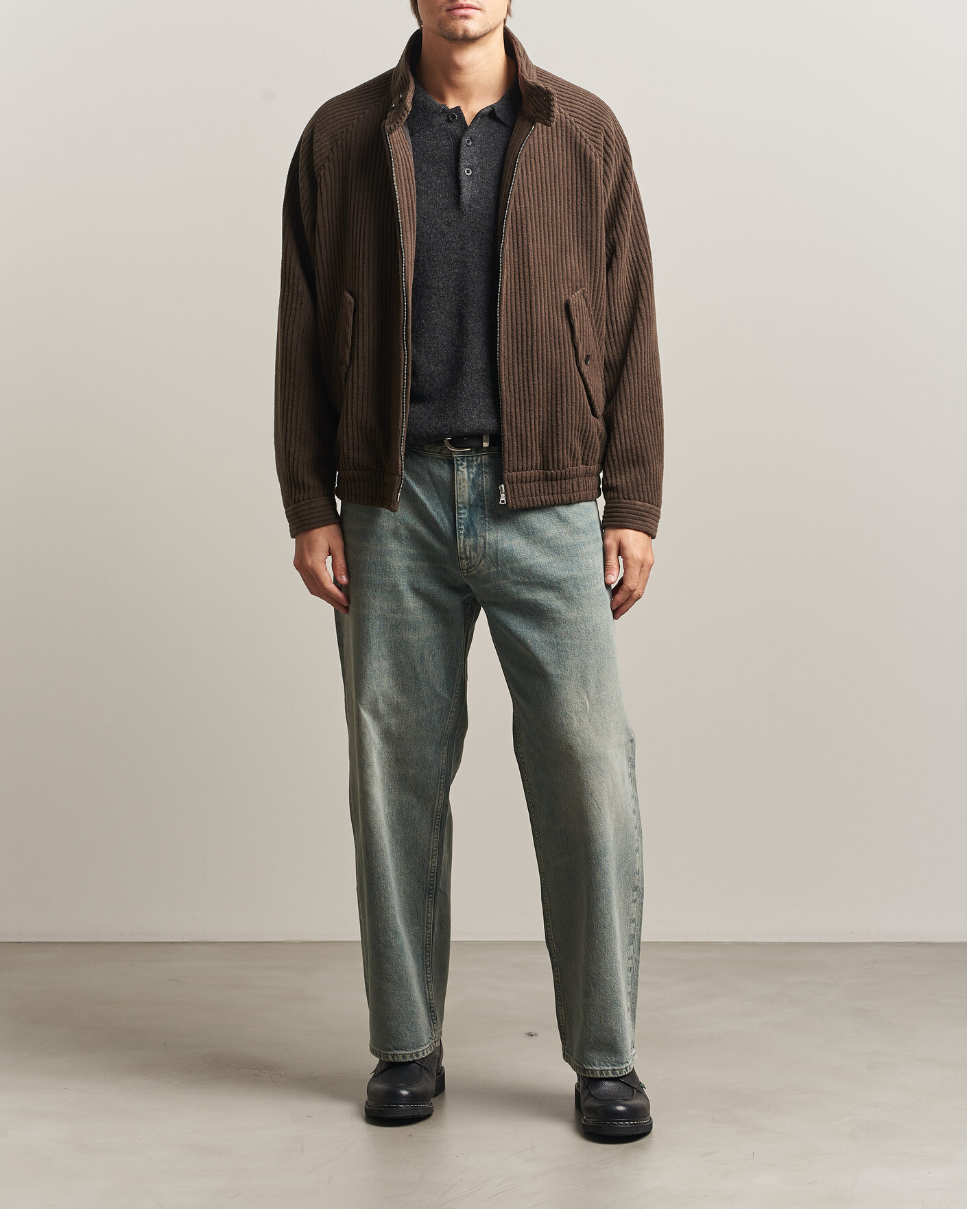 Homme | Manteaux Et Vestes | Auralee | Wool Cashmere Corduroy Zip Jacket Smoky Brown