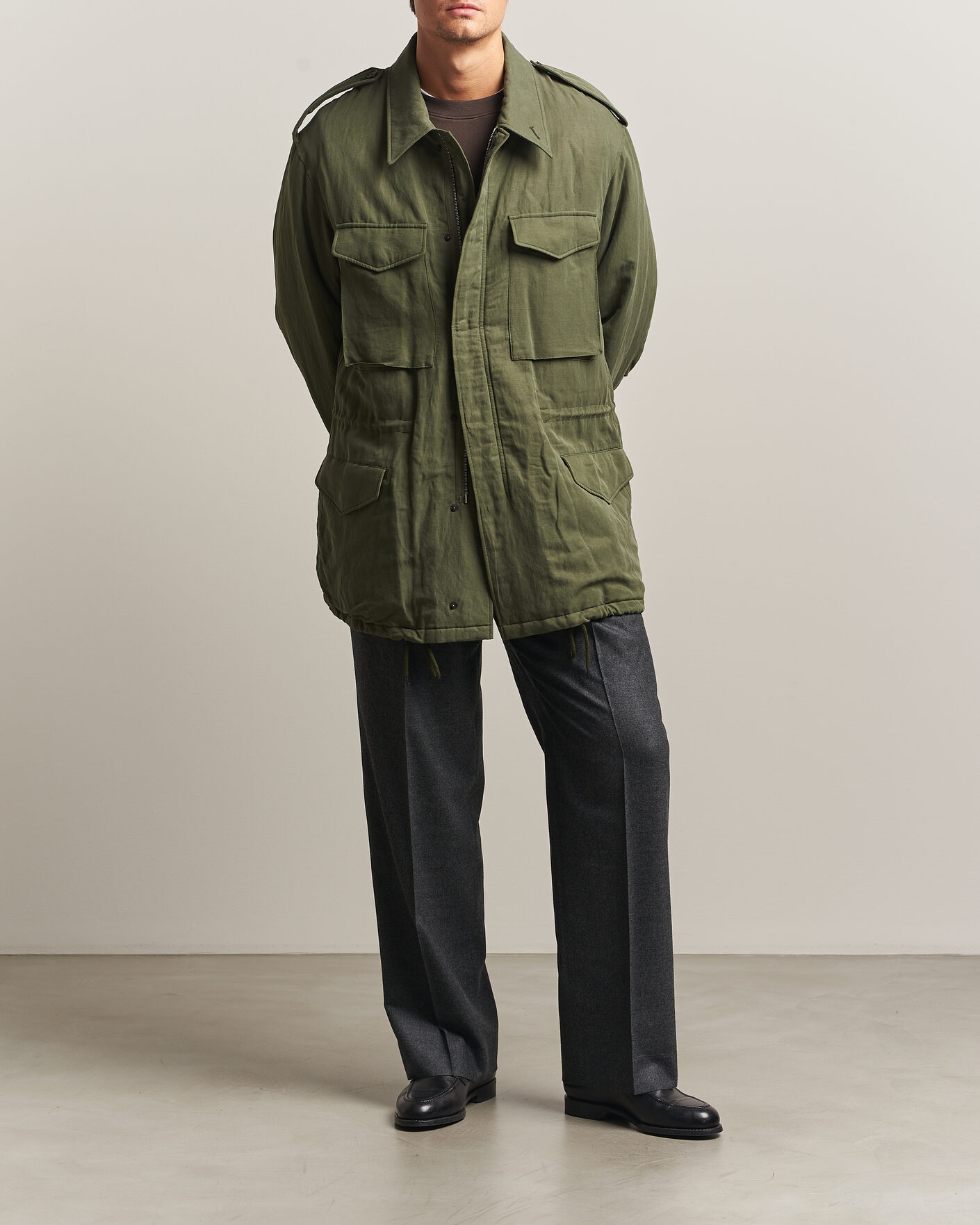 Homme | Manteaux Et Vestes | Auralee | Brushed Padded Military Jacket Olive