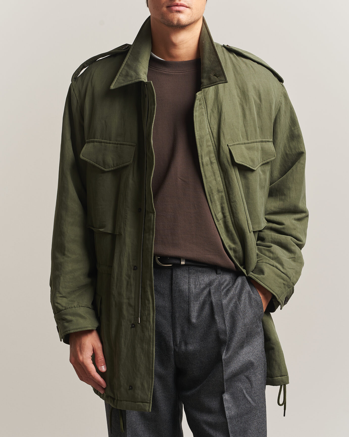 Homme | Manteaux Et Vestes | Auralee | Brushed Padded Military Jacket Olive