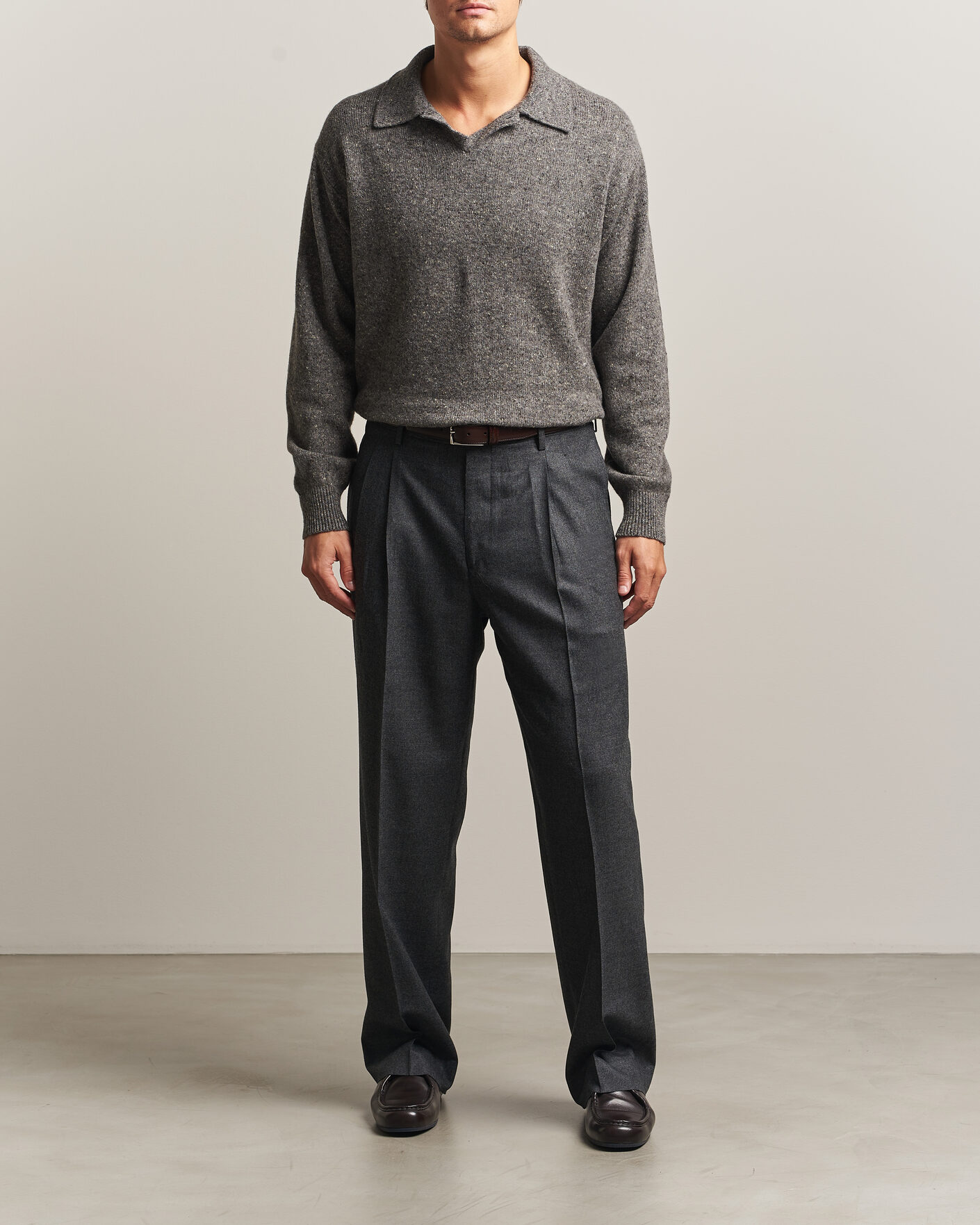 Homme | Pulls Et Tricots | Auralee | Cashmere Nep Knit Polo Mix Gray