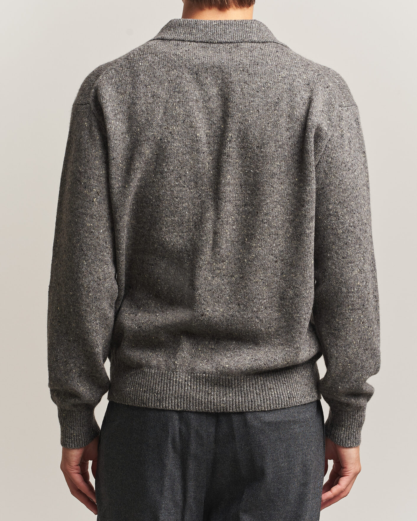 Homme | Pulls Et Tricots | Auralee | Cashmere Nep Knit Polo Mix Gray