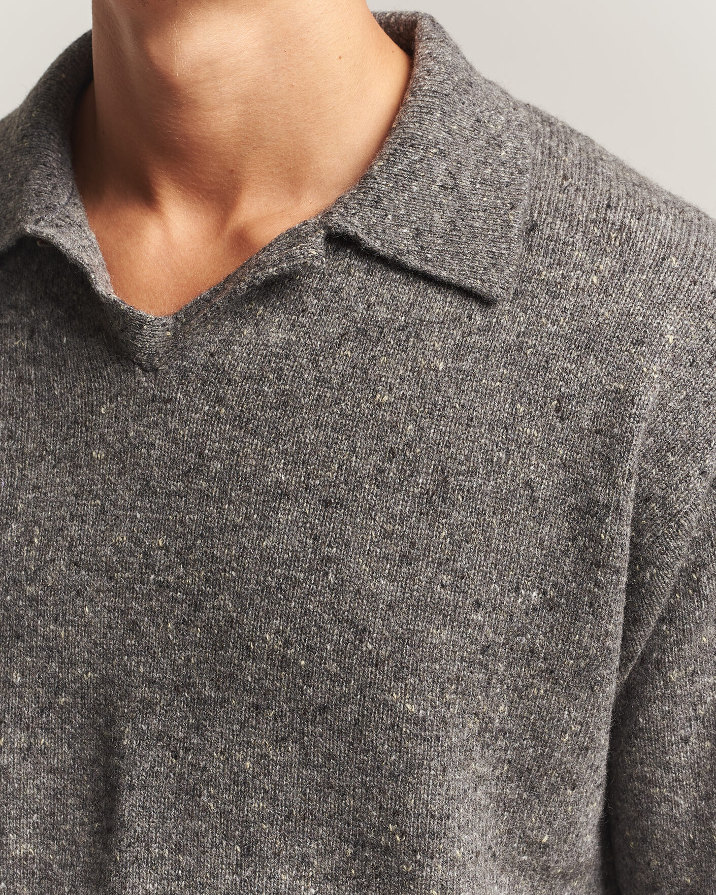 Homme | Pulls Et Tricots | Auralee | Cashmere Nep Knit Polo Mix Gray
