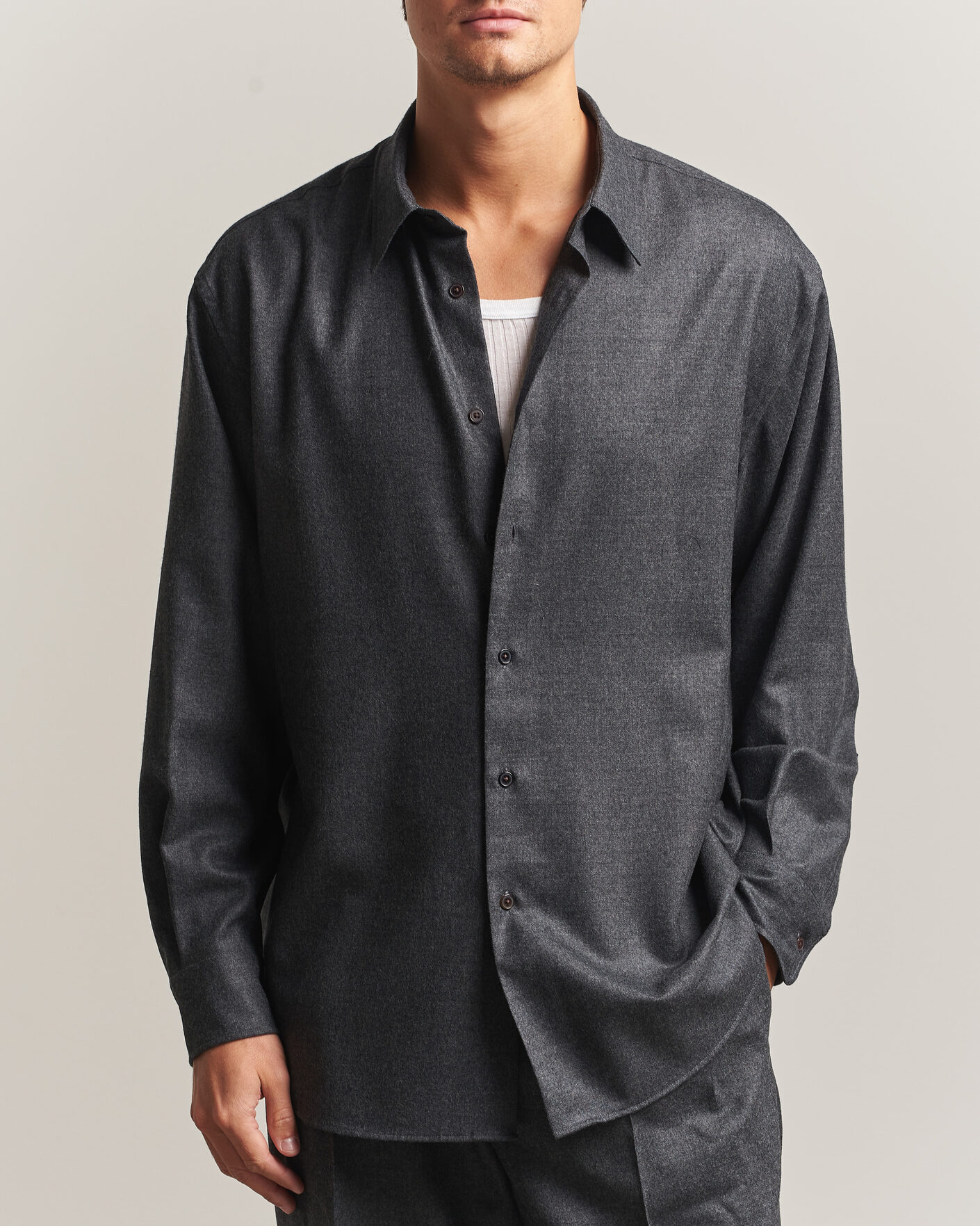 Homme | Chemises | Auralee | Super Light Wool Shirt Charcoal