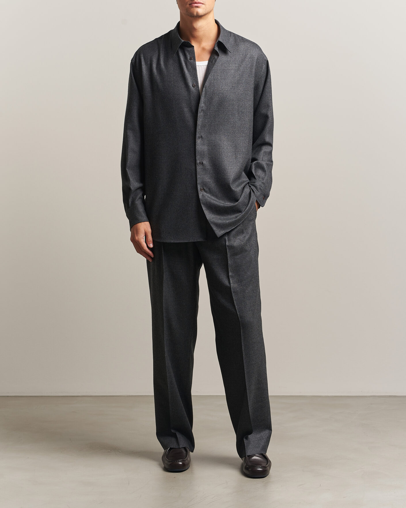 Homme | Pantalons | Auralee | Super Light Wool Pants Charcoal