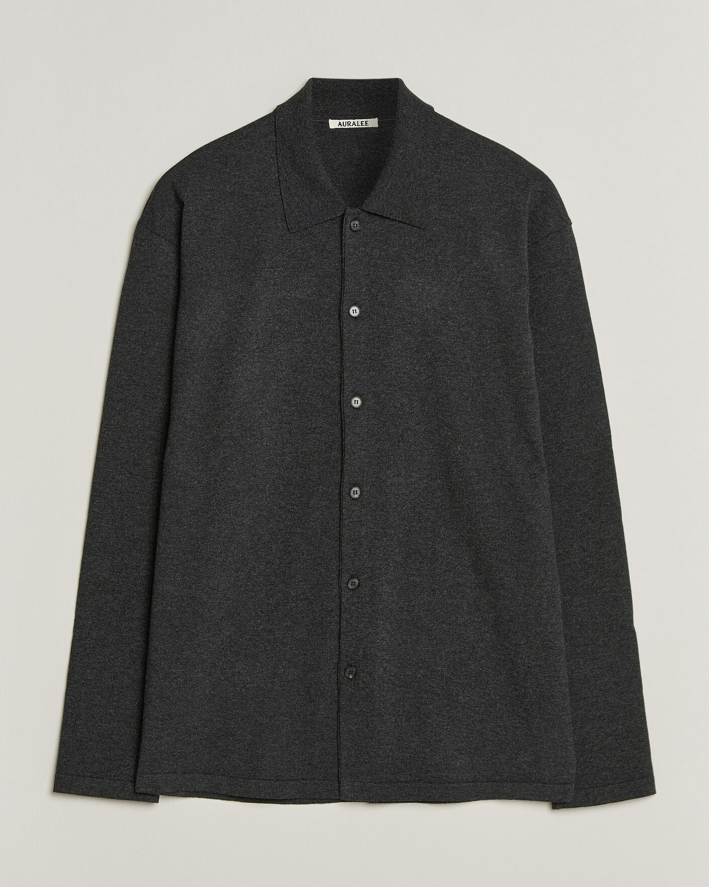 Homme | Pulls Et Tricots | Auralee | High Twist Wool Knit Shirt Cardigan Charcoal