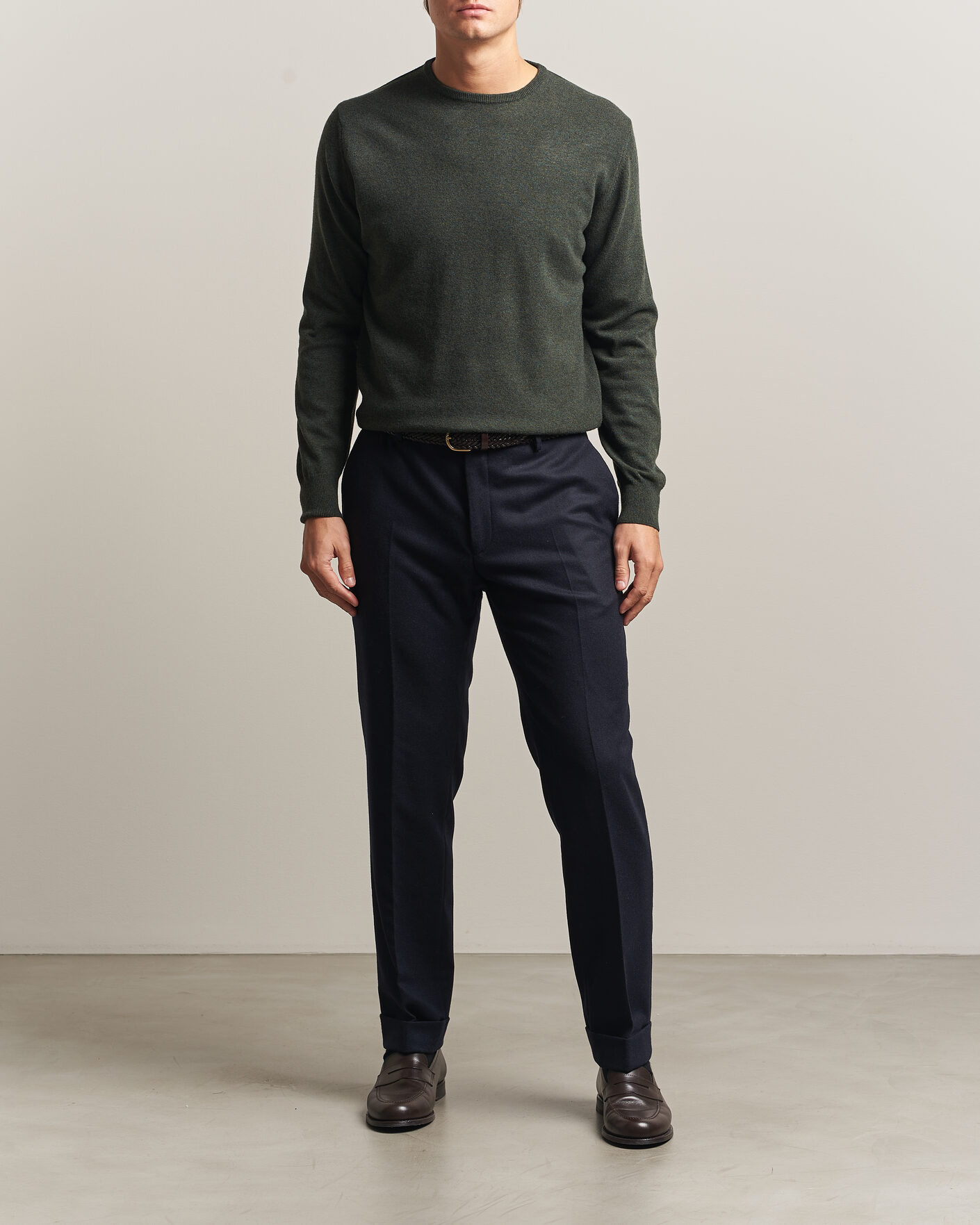 Homme | Pulls Et Tricots | Morgano | Wool/Cashmere Crewneck Dark Green
