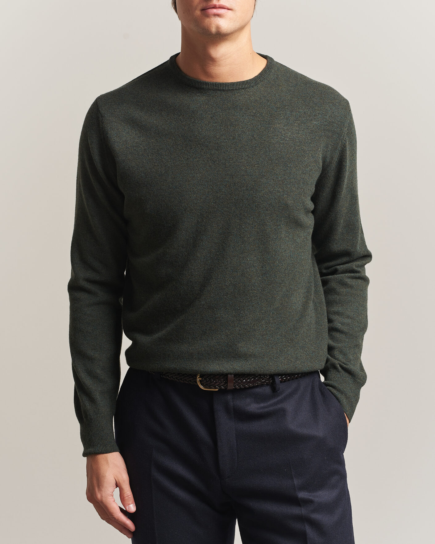 Homme | Pulls Et Tricots | Morgano | Wool/Cashmere Crewneck Dark Green