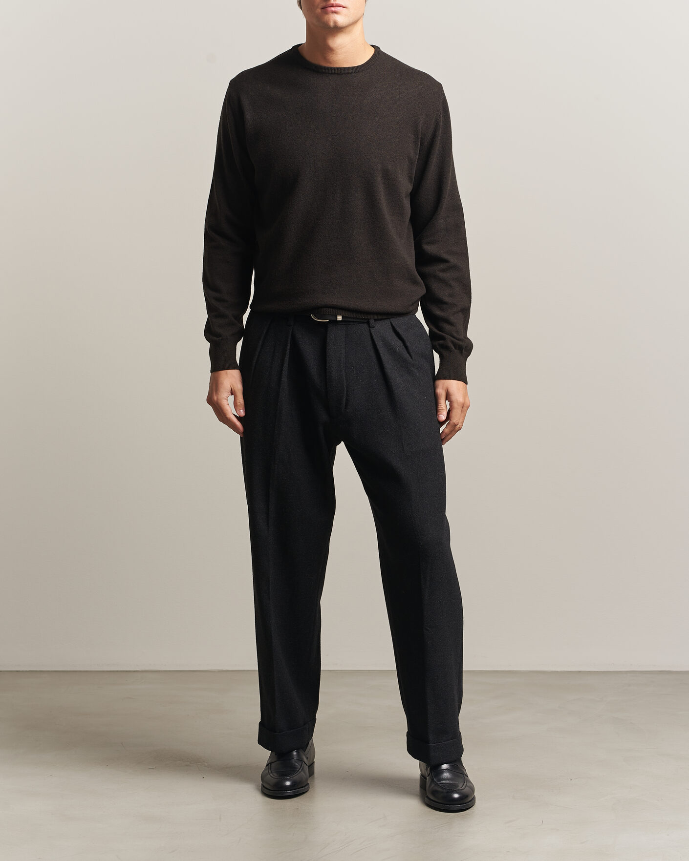 Homme | Pulls Et Tricots | Morgano | Wool/Cashmere Crewneck Dark Brown