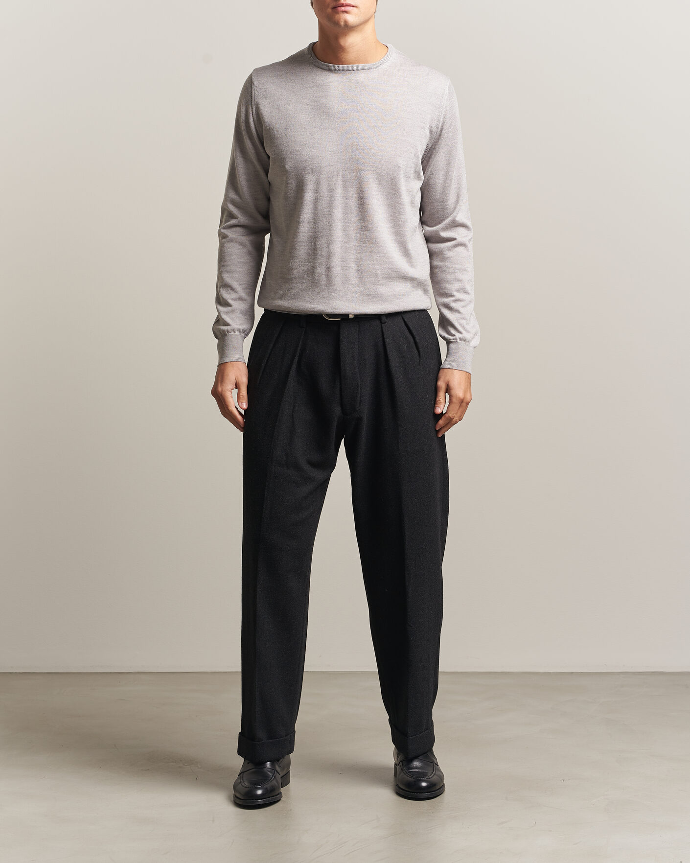 Homme | Pulls Et Tricots | Morgano | Extra Fine Merino Wool Crewneck Light Grey