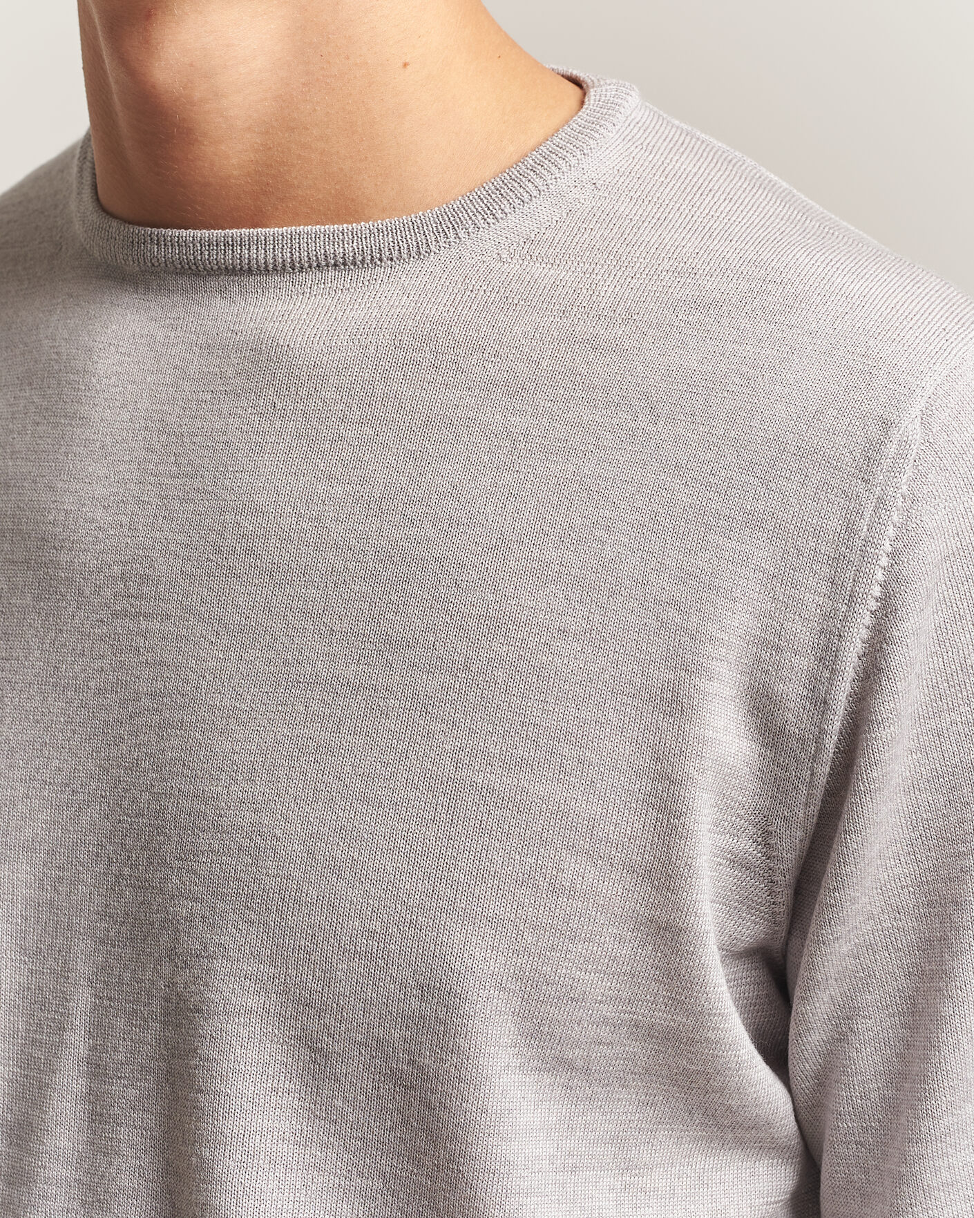 Homme | Pulls Et Tricots | Morgano | Extra Fine Merino Wool Crewneck Light Grey